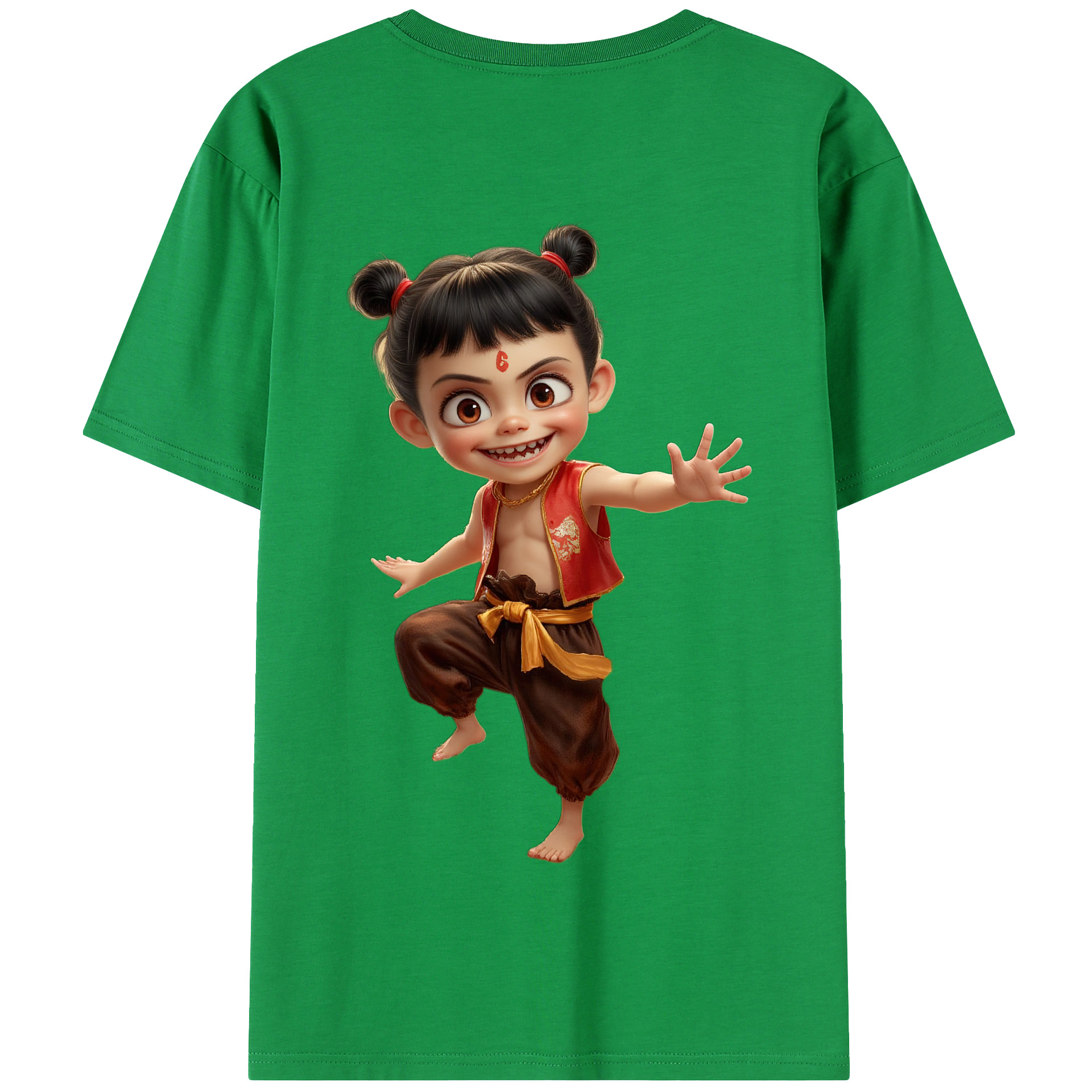 （画像用） Ne Zha 2 ナタ 魔童の大暴れ 綿100％半袖Tシャツ（背面プリント）