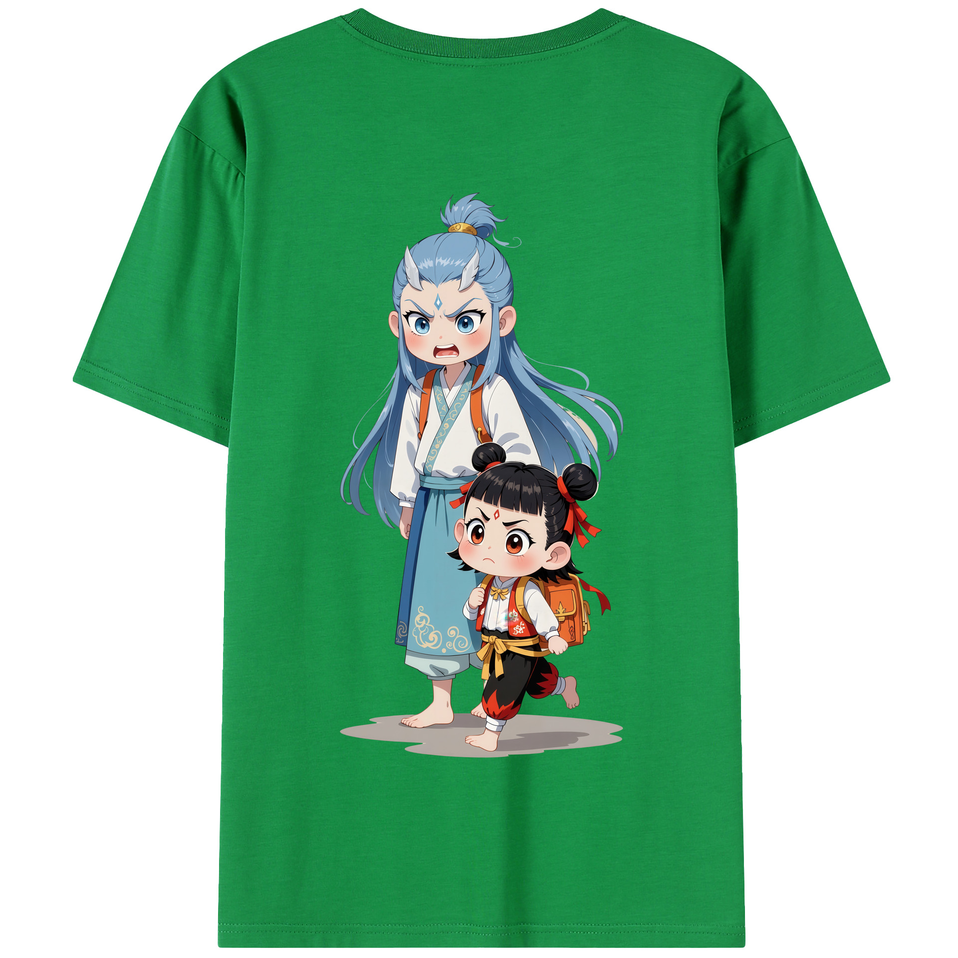 （画像用） Ne Zha 2 ナタ 魔童の大暴れ 綿100％半袖Tシャツ（背面プリント）
