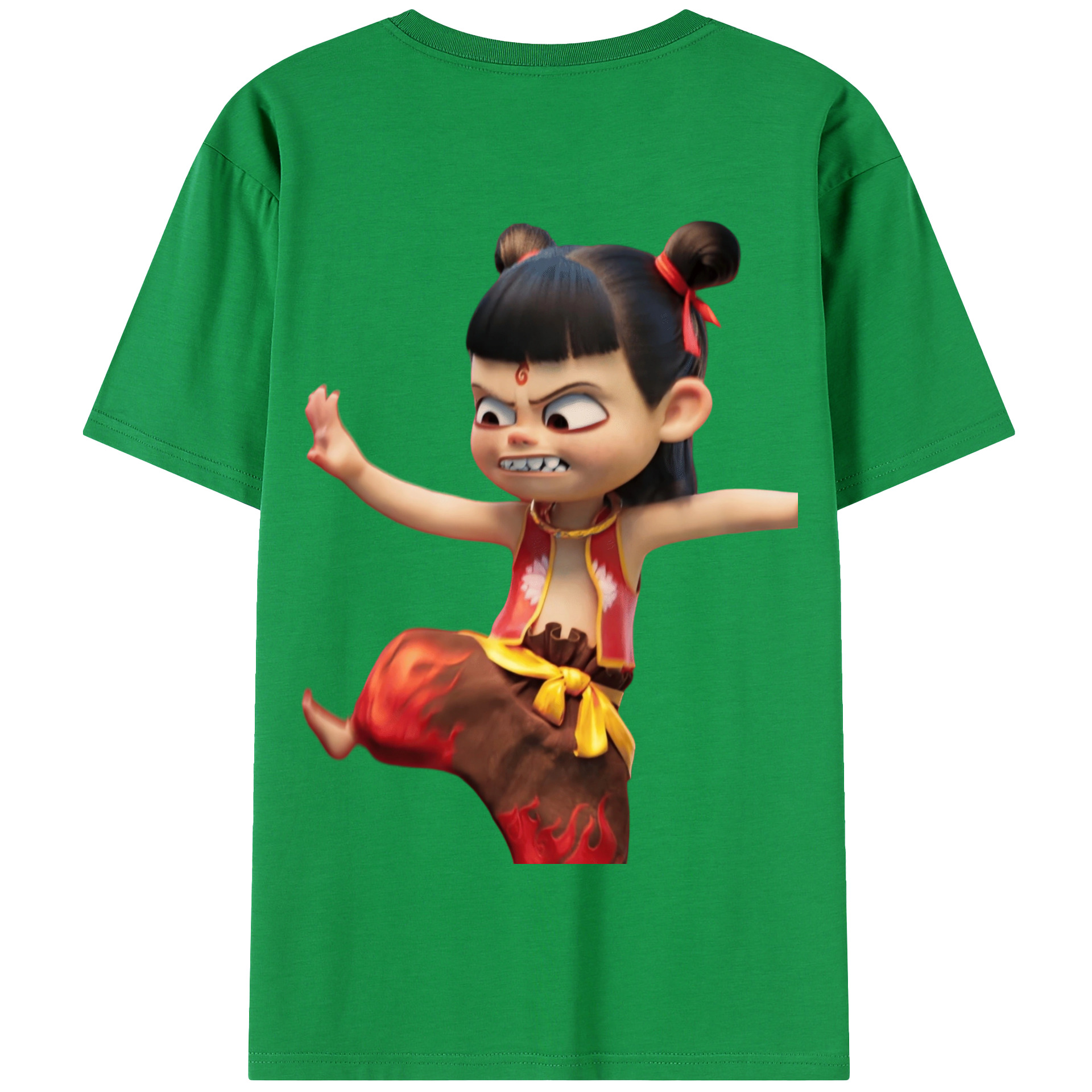（画像用） Ne Zha 2 ナタ 魔童の大暴れ 綿100％半袖Tシャツ（背面プリント）