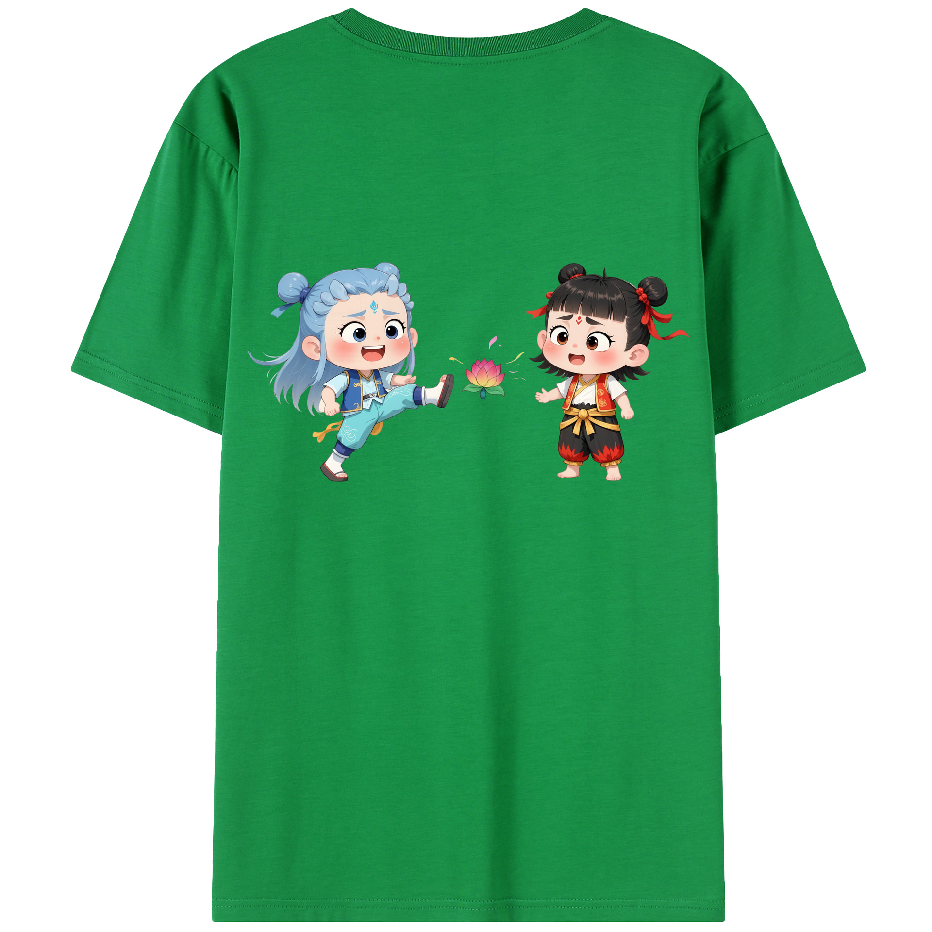 （画像用） Ne Zha 2 ナタ 魔童の大暴れ 綿100％半袖Tシャツ（背面プリント）