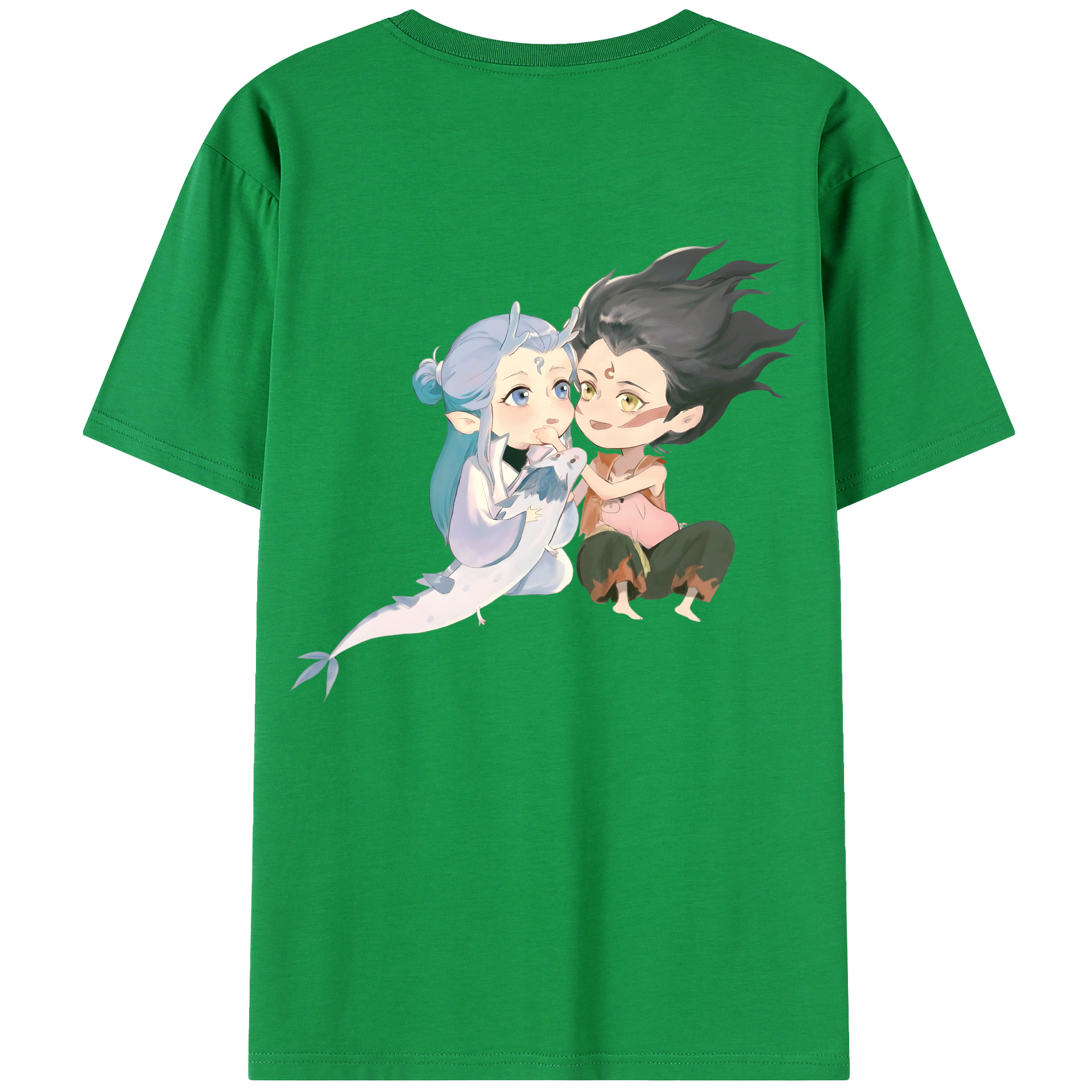 （画像用） Ne Zha 2 ナタ 魔童の大暴れ 綿100％半袖Tシャツ（背面プリント）