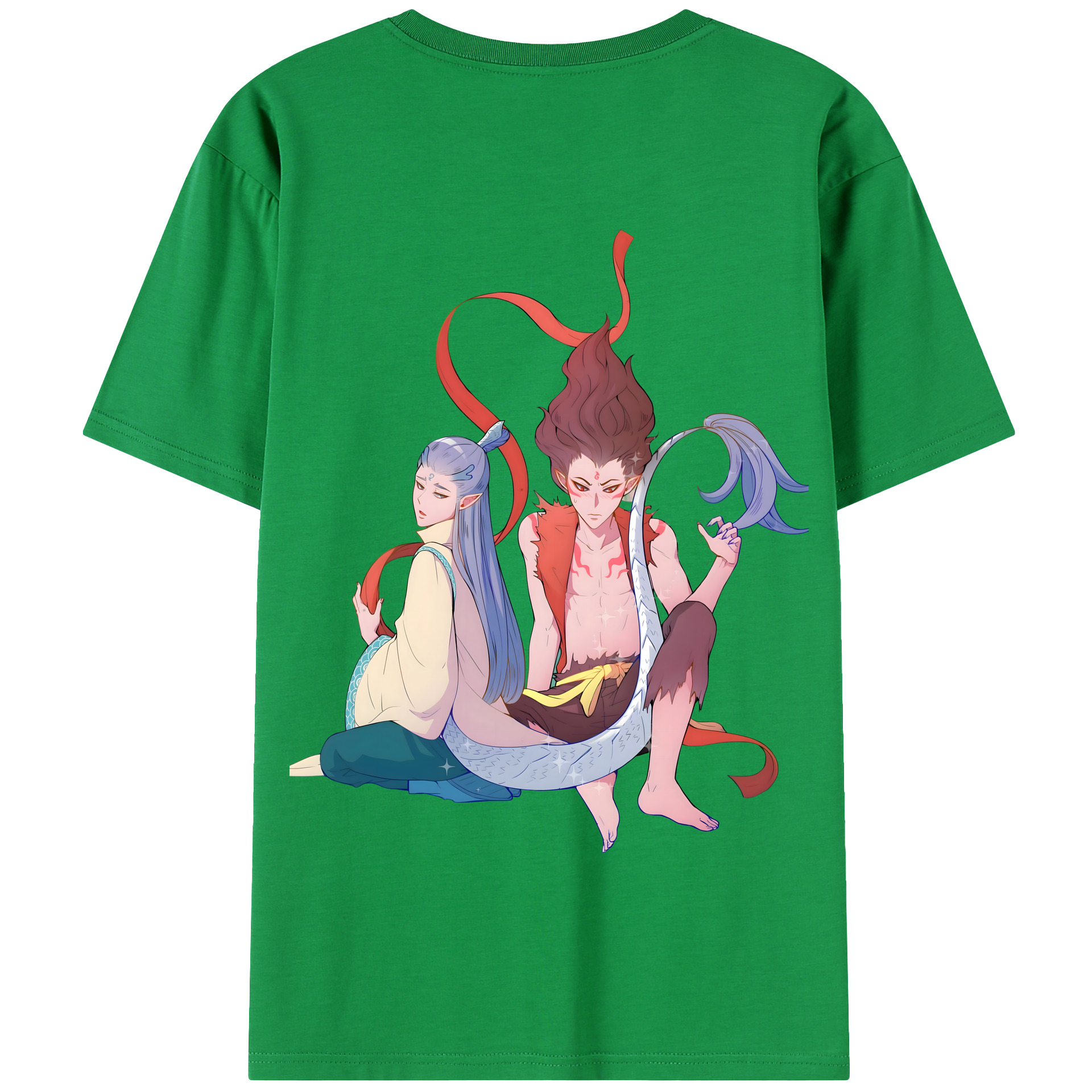 （画像用） Ne Zha 2 ナタ 魔童の大暴れ 綿100％半袖Tシャツ（背面プリント）