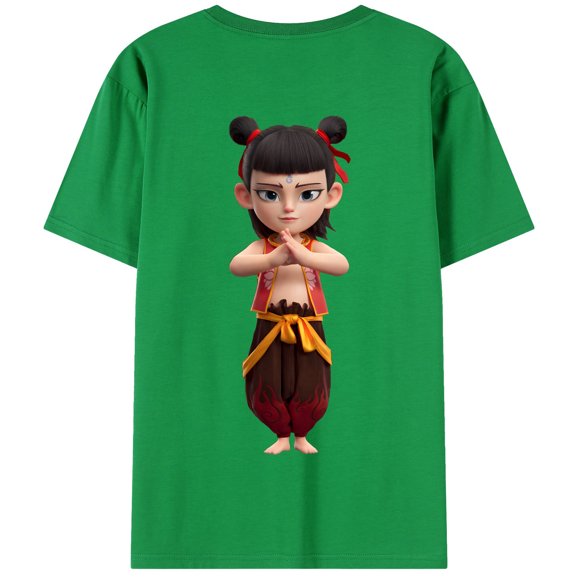 （画像用） Ne Zha 2 ナタ 魔童の大暴れ 綿100％半袖Tシャツ（背面プリント）