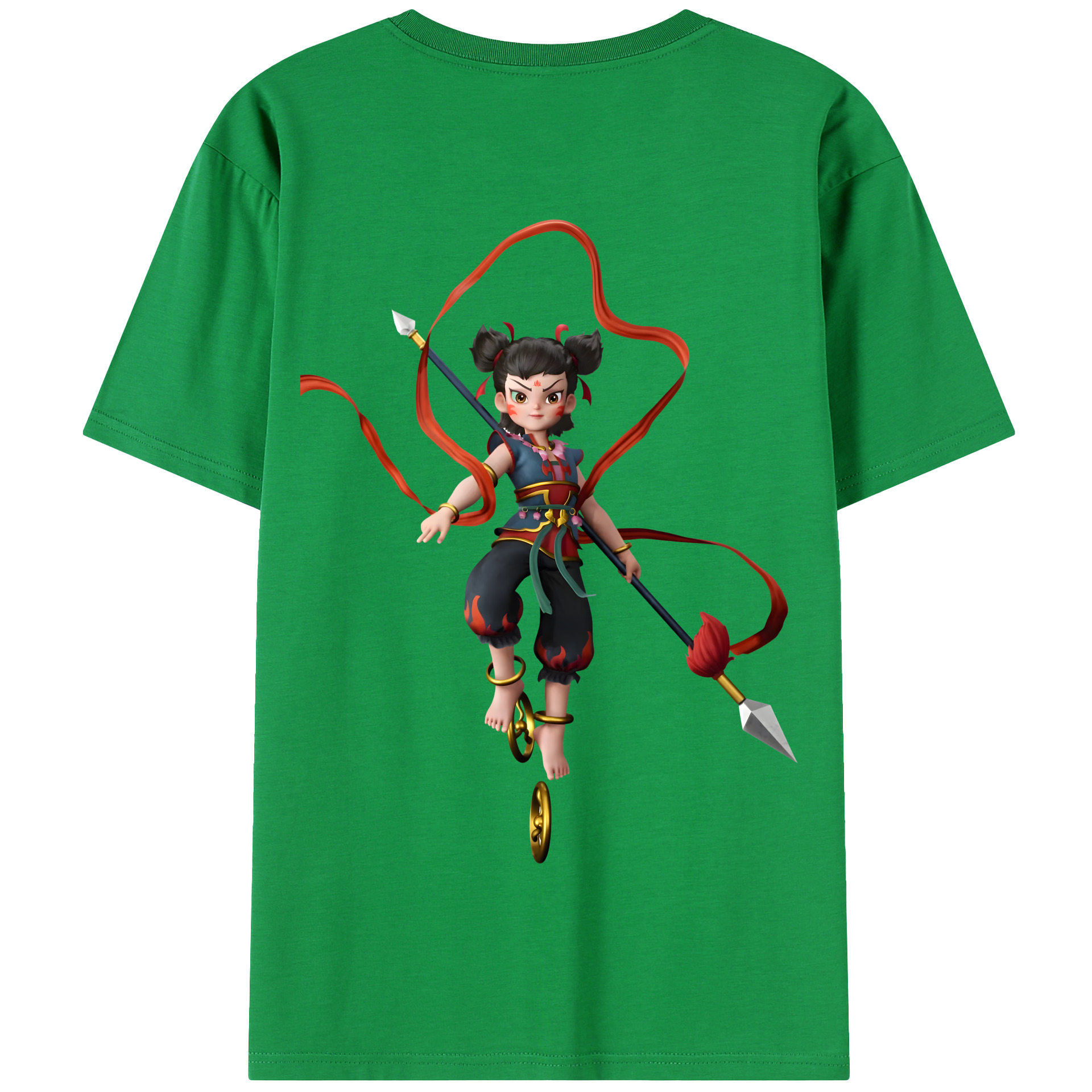 （画像用） Ne Zha 2 ナタ 魔童の大暴れ 綿100％半袖Tシャツ（背面プリント）