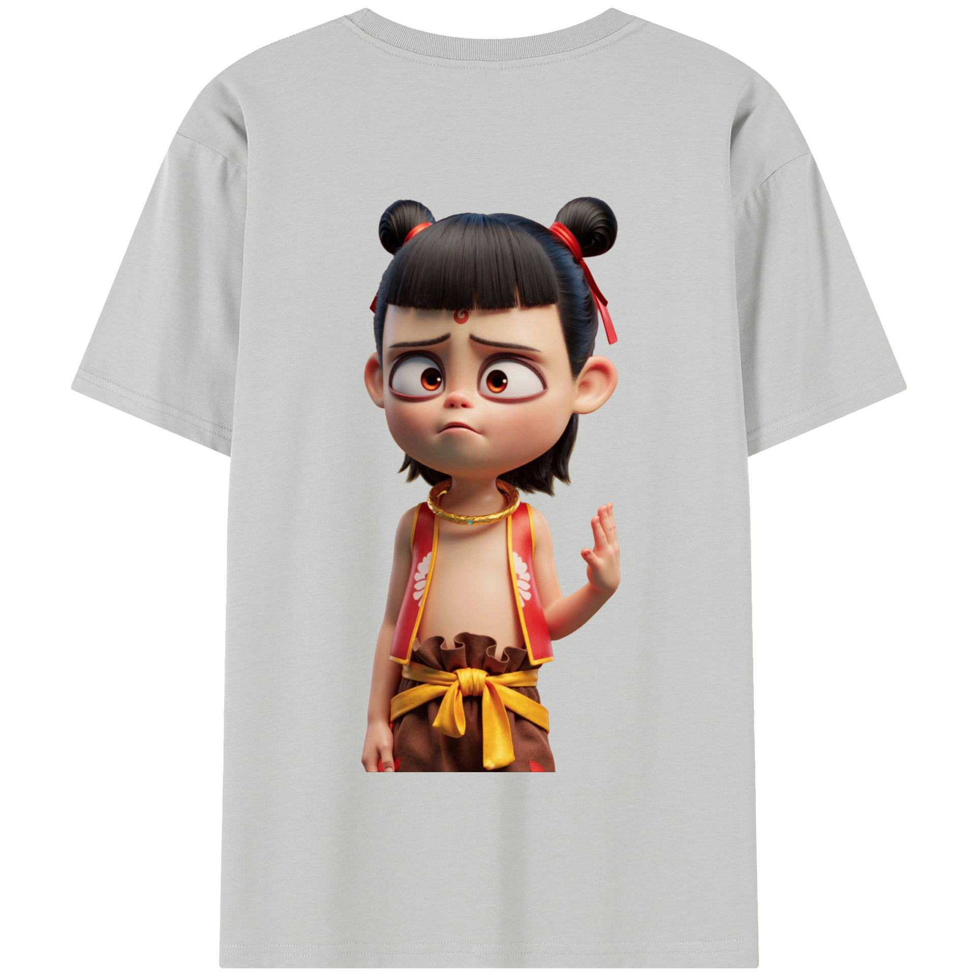 （画像用） Ne Zha 2 ナタ 魔童の大暴れ 綿100％半袖Tシャツ（背面プリント）