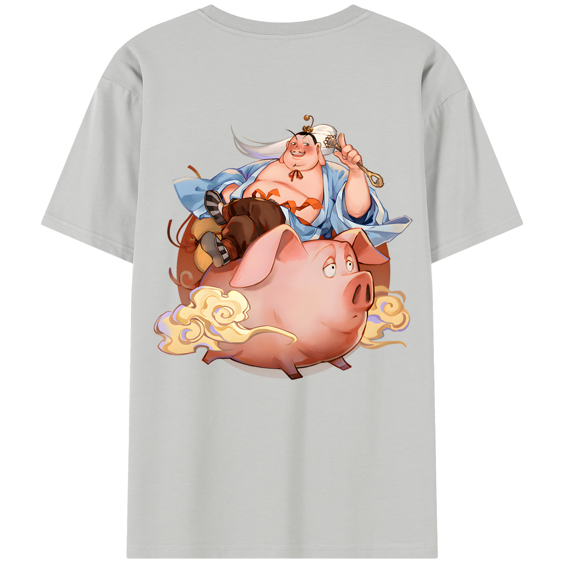 （画像用） Ne Zha 2 ナタ 魔童の大暴れ 綿100％半袖Tシャツ（背面プリント）