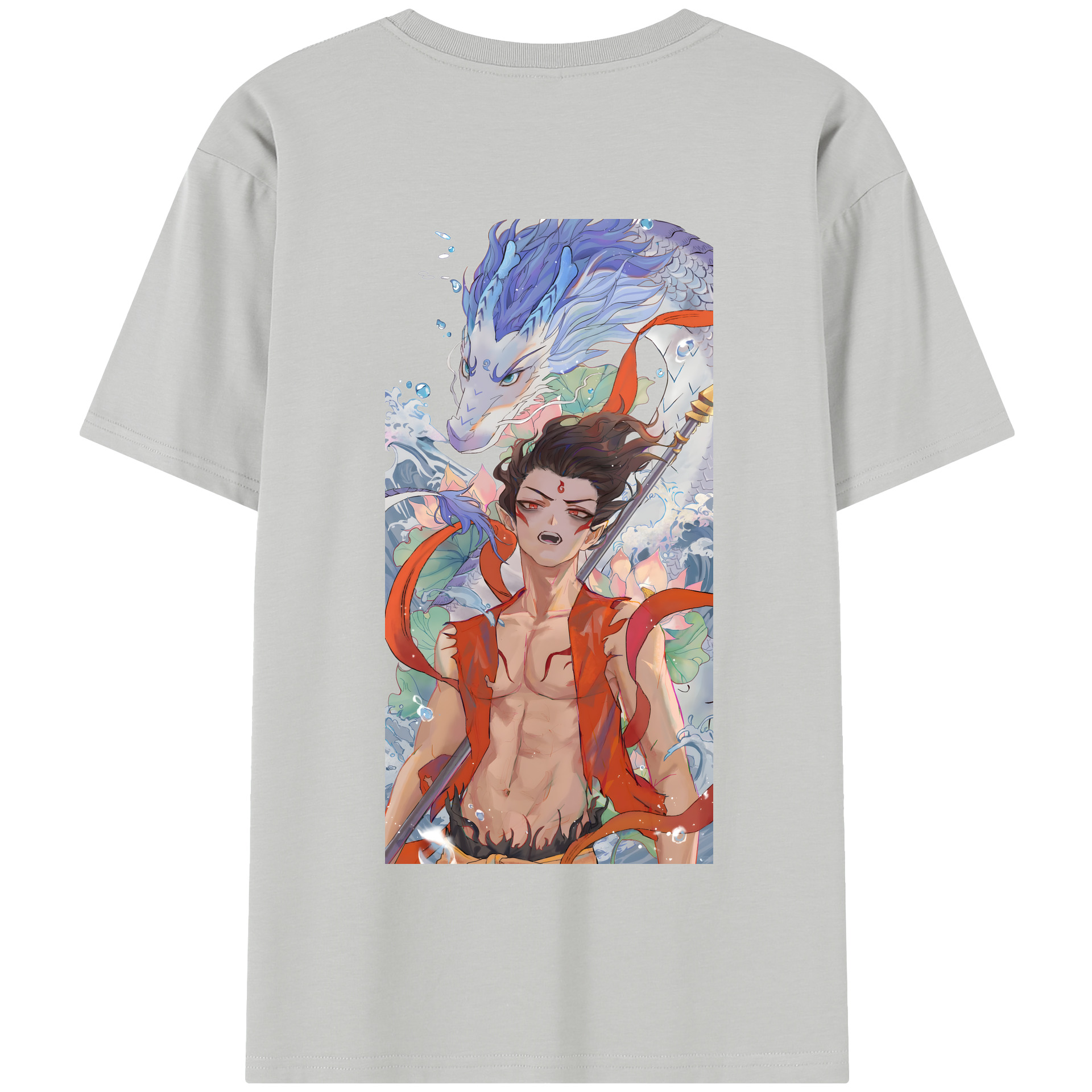 （画像用） Ne Zha 2 ナタ 魔童の大暴れ 綿100％半袖Tシャツ（背面プリント）