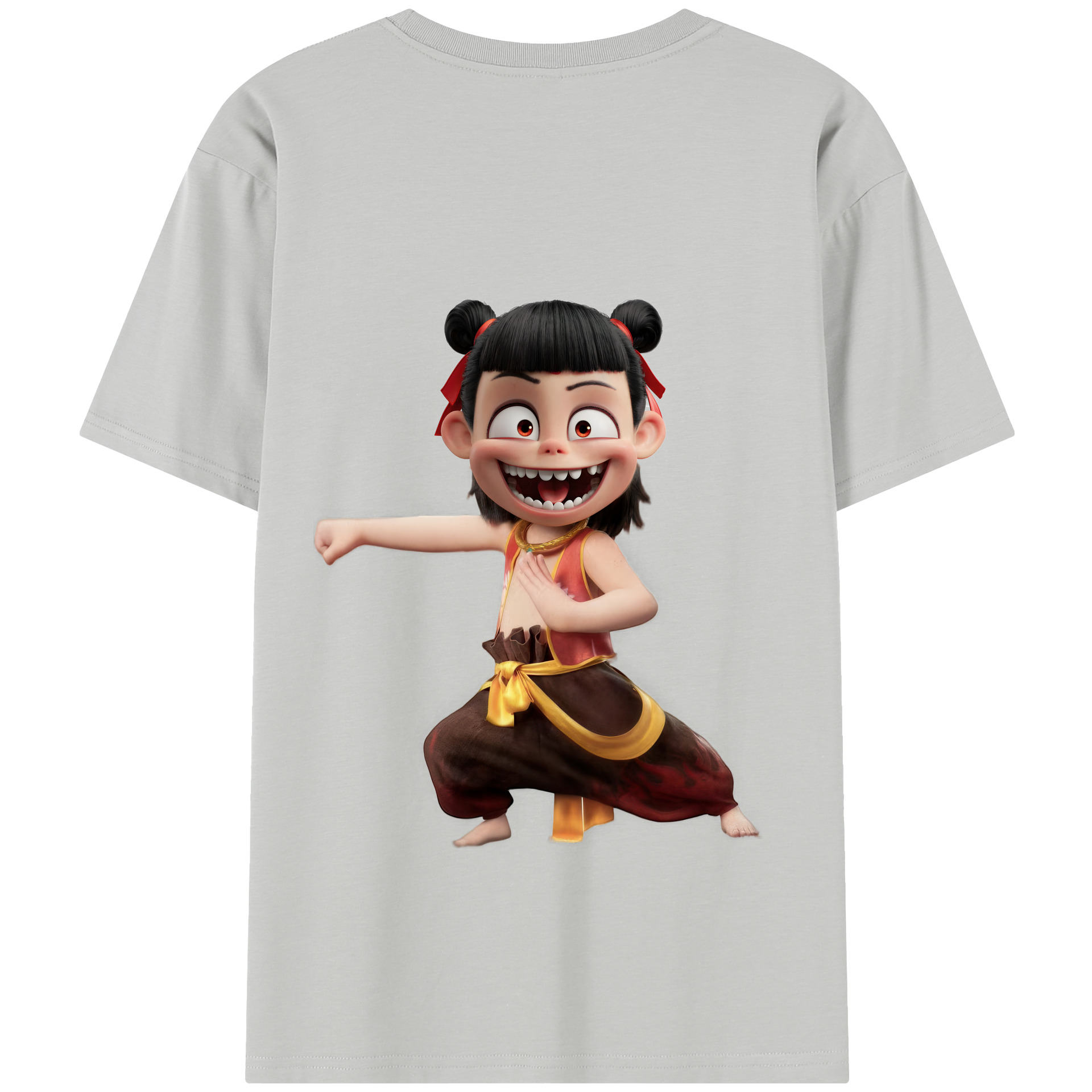 （画像用） Ne Zha 2 ナタ 魔童の大暴れ 綿100％半袖Tシャツ（背面プリント）