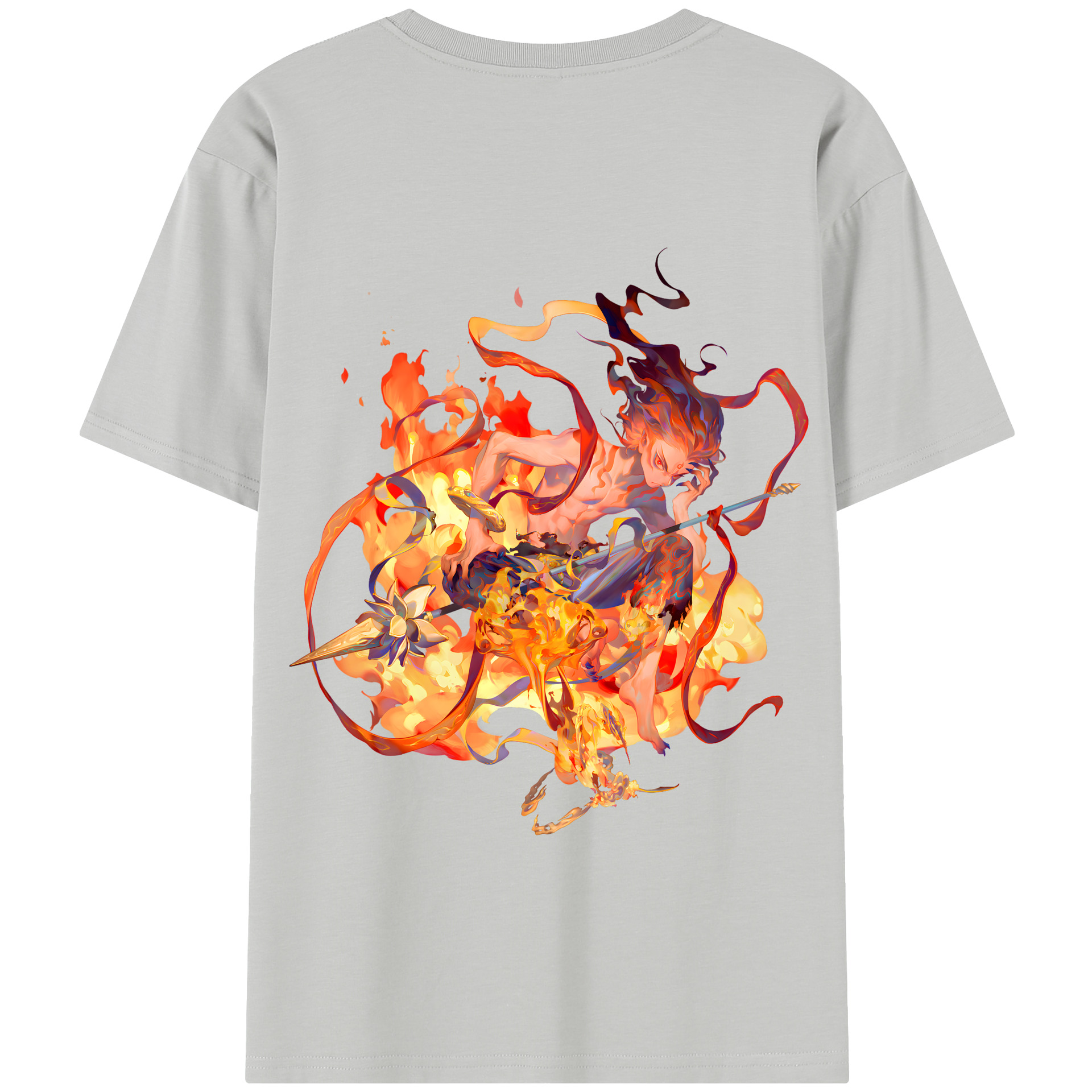 （画像用） Ne Zha 2 ナタ 魔童の大暴れ 綿100％半袖Tシャツ（背面プリント）