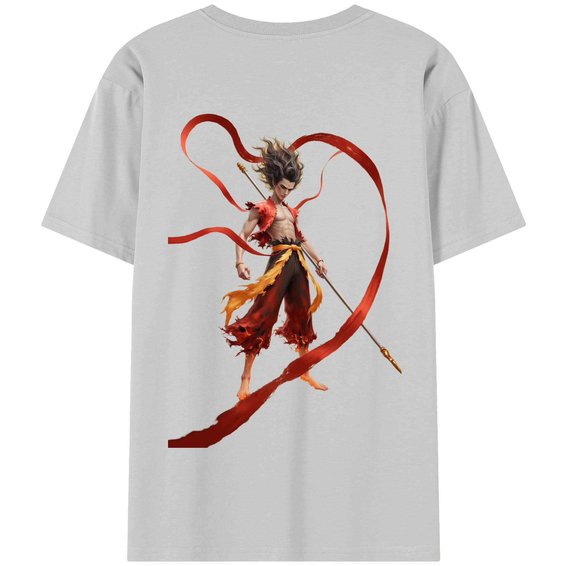 （画像用） Ne Zha 2 ナタ 魔童の大暴れ 綿100％半袖Tシャツ（背面プリント）