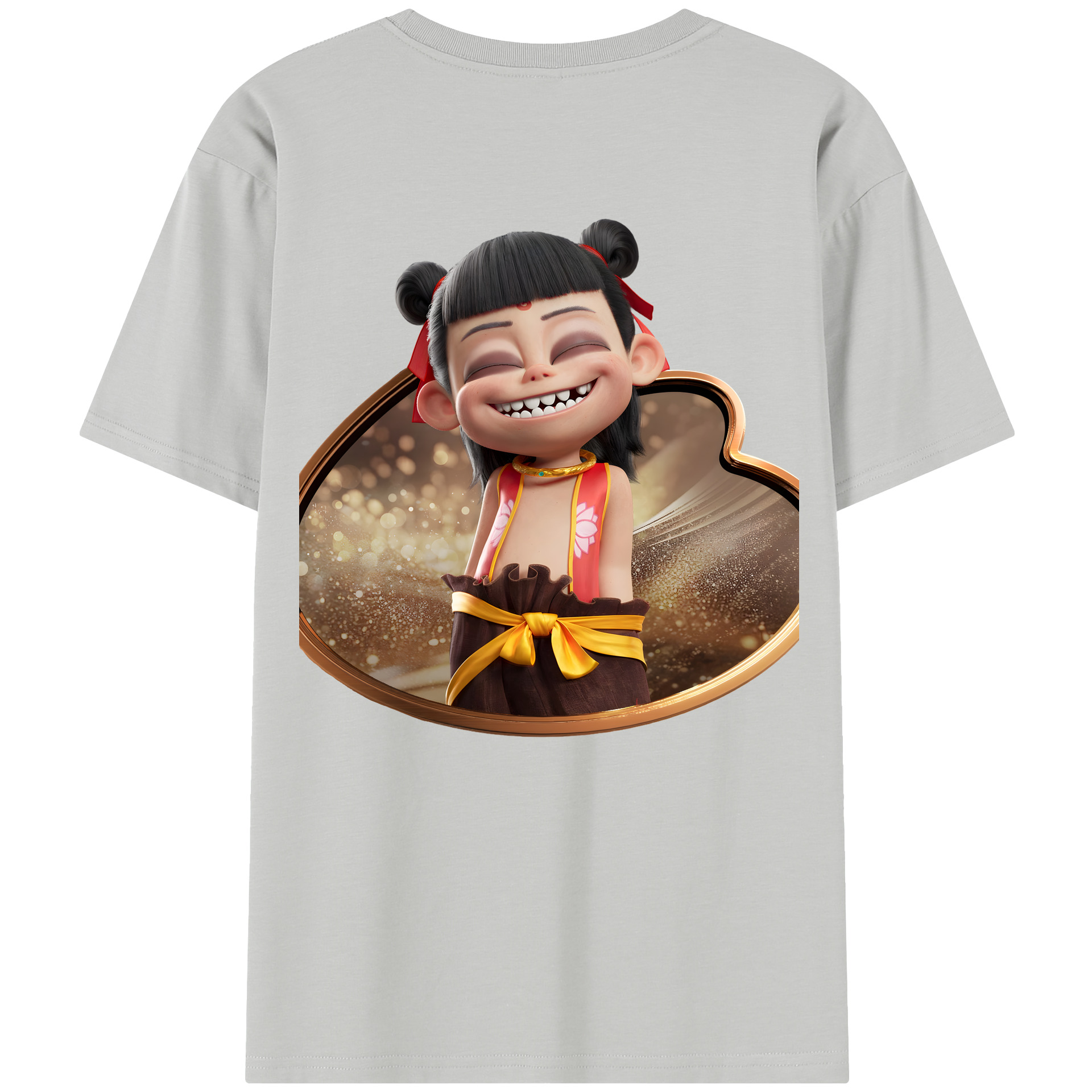 （画像用） Ne Zha 2 ナタ 魔童の大暴れ 綿100％半袖Tシャツ（背面プリント）