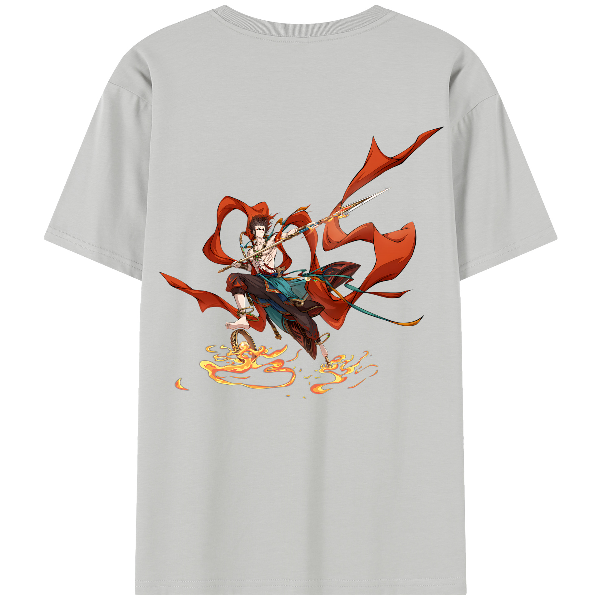 （画像用） Ne Zha 2 ナタ 魔童の大暴れ 綿100％半袖Tシャツ（背面プリント）