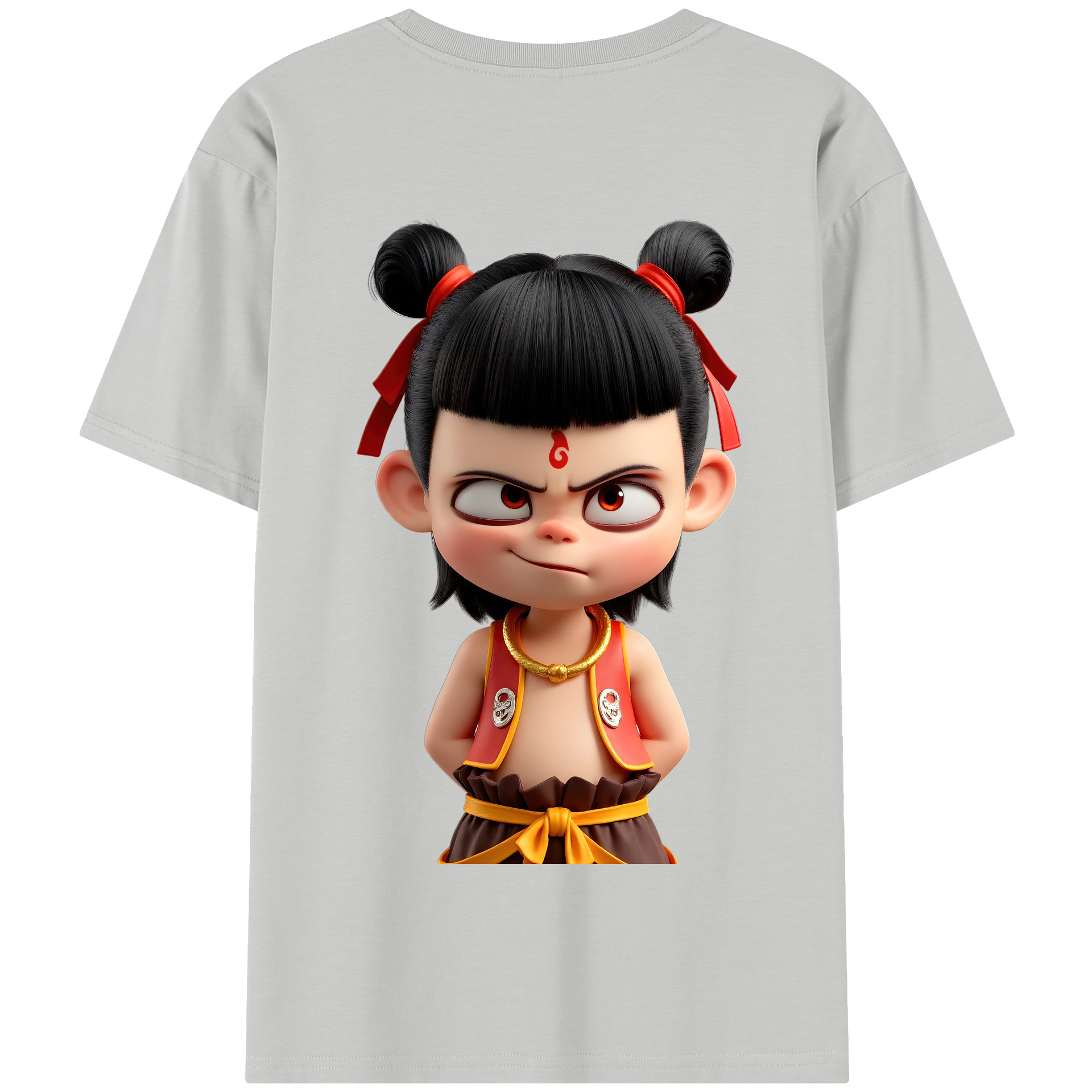 （画像用） Ne Zha 2 ナタ 魔童の大暴れ 綿100％半袖Tシャツ（背面プリント）