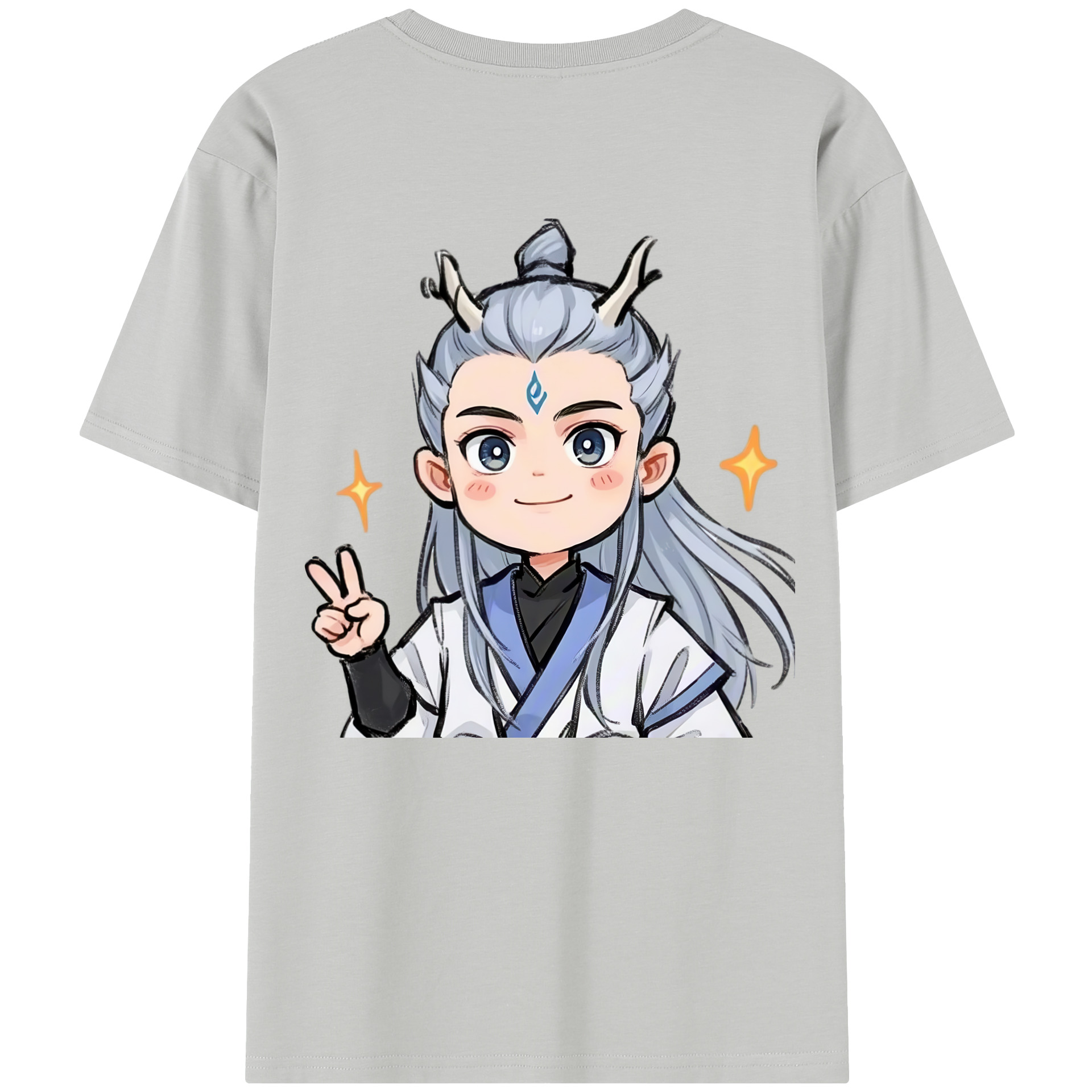 （画像用） Ne Zha 2 ナタ 魔童の大暴れ 綿100％半袖Tシャツ（背面プリント）