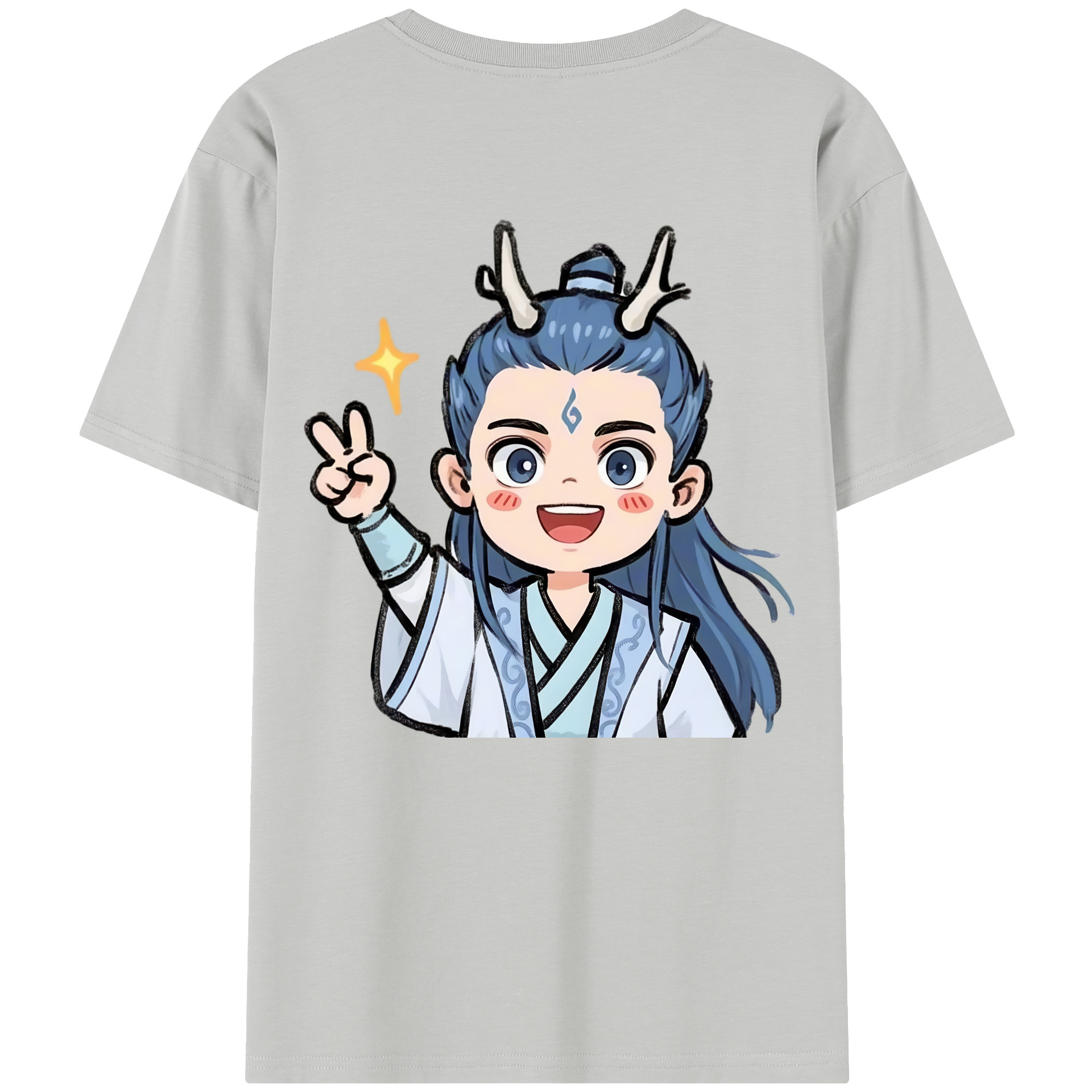 （画像用） Ne Zha 2 ナタ 魔童の大暴れ 綿100％半袖Tシャツ（背面プリント）