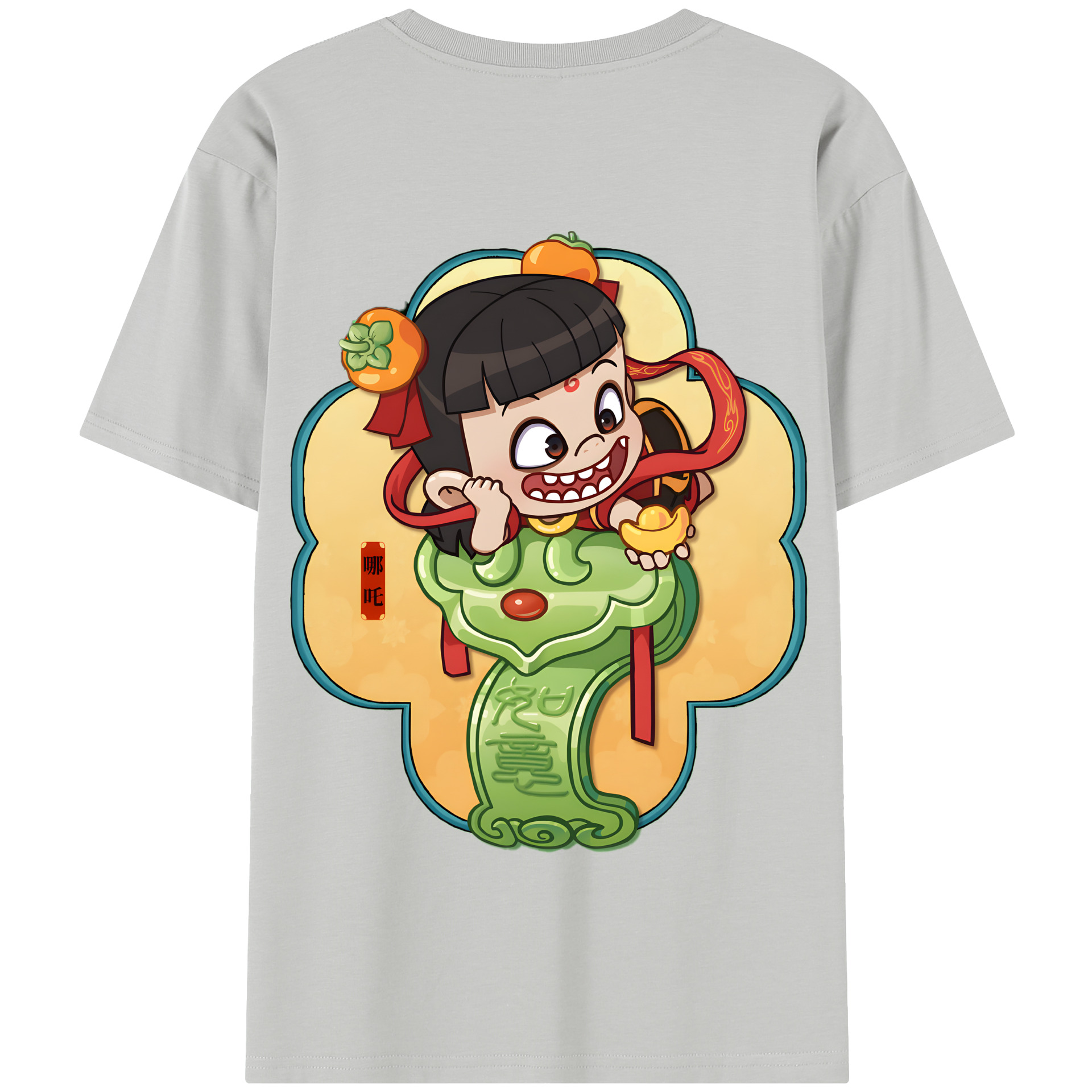 （画像用） Ne Zha 2 ナタ 魔童の大暴れ 綿100％半袖Tシャツ（背面プリント）