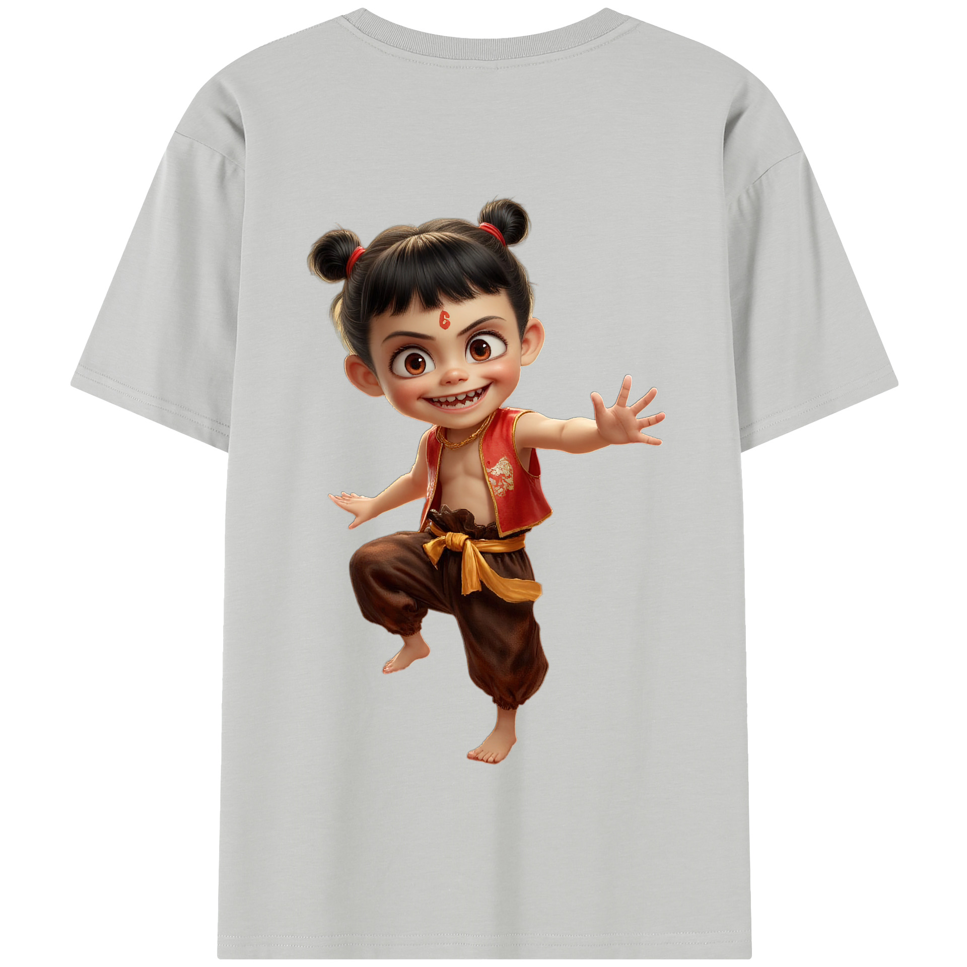 （画像用） Ne Zha 2 ナタ 魔童の大暴れ 綿100％半袖Tシャツ（背面プリント）