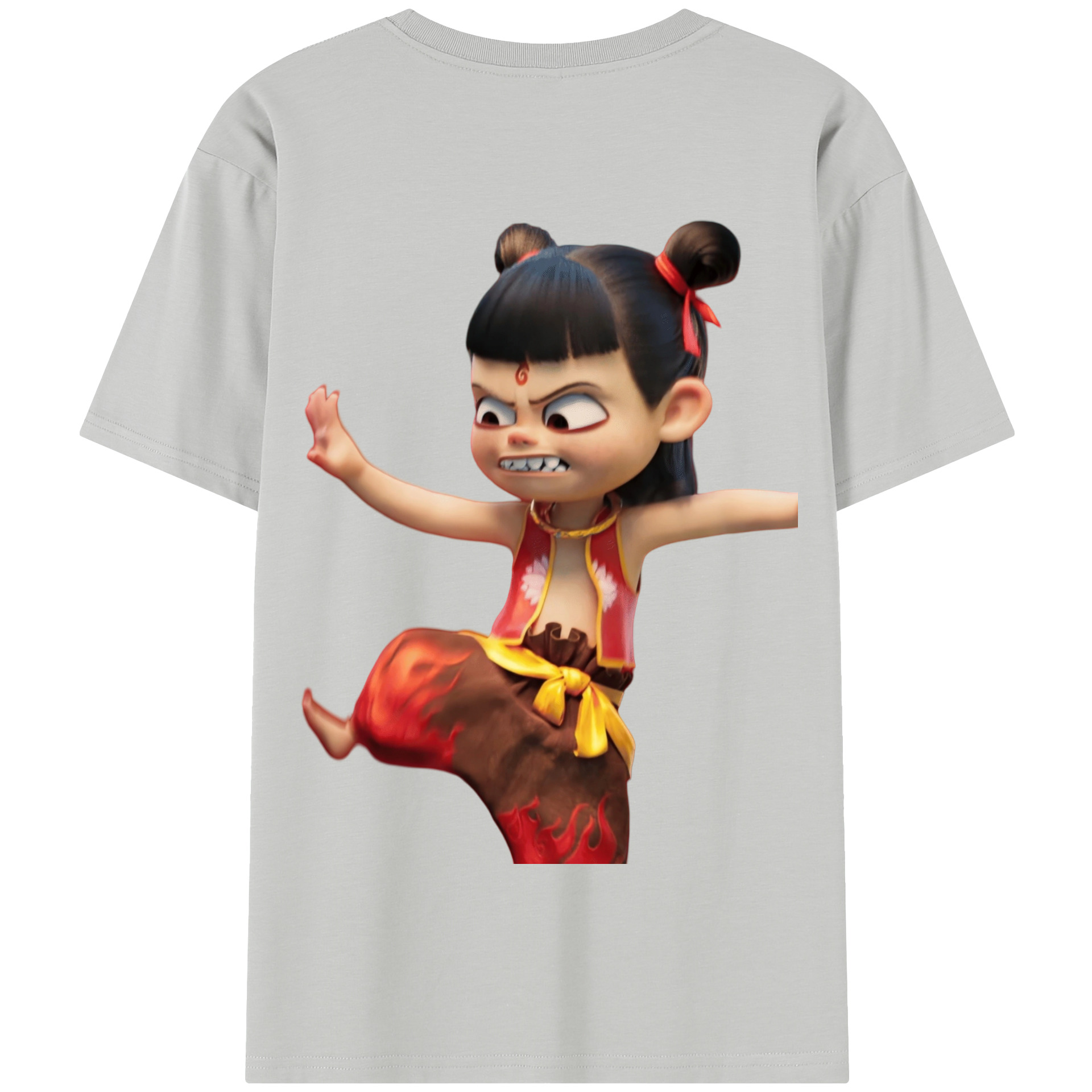 （画像用） Ne Zha 2 ナタ 魔童の大暴れ 綿100％半袖Tシャツ（背面プリント）