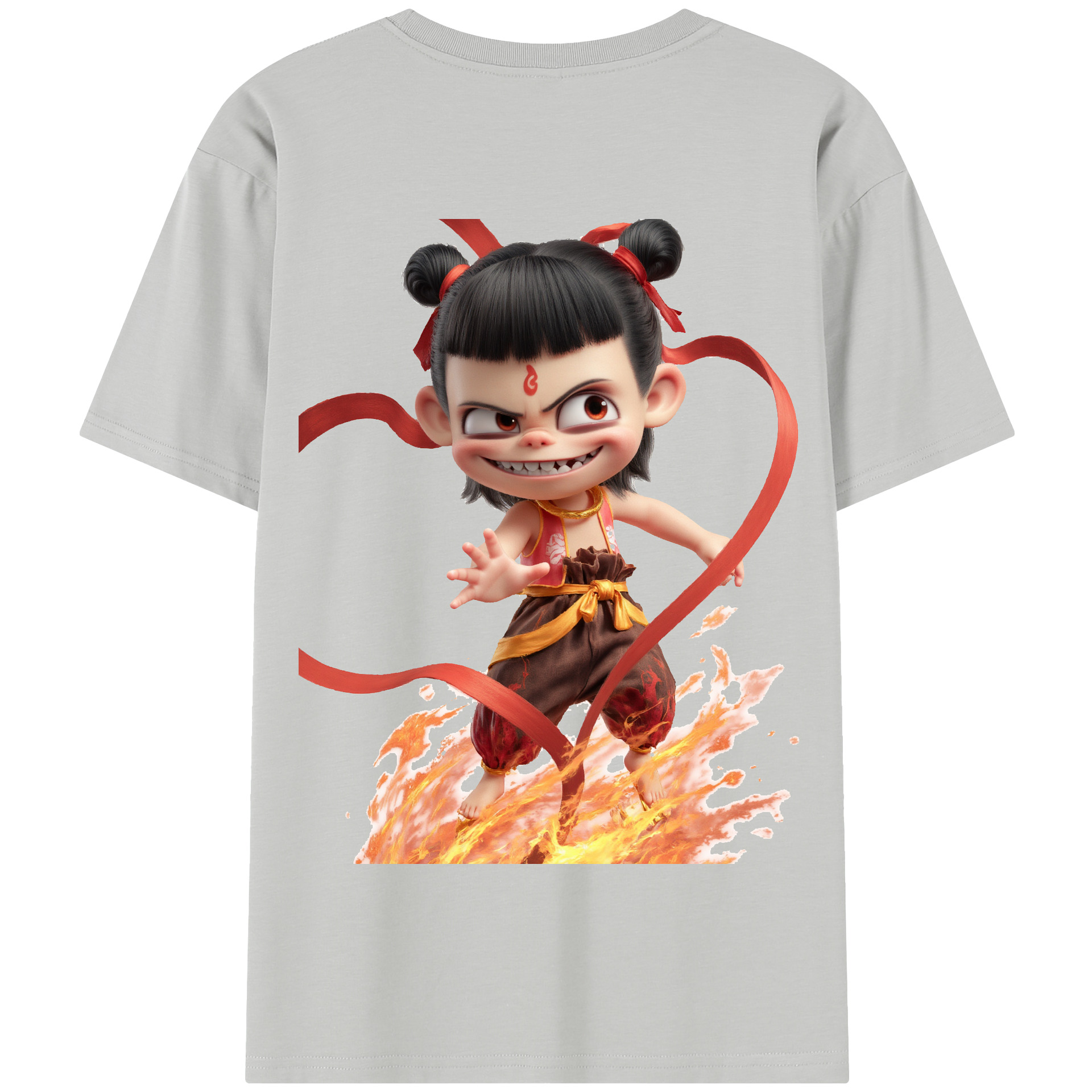 （画像用） Ne Zha 2 ナタ 魔童の大暴れ 綿100％半袖Tシャツ（背面プリント）