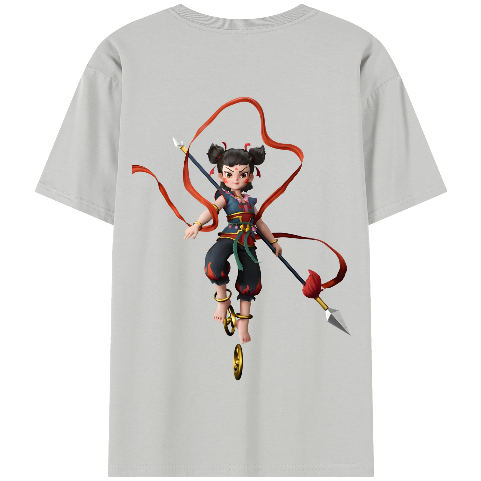（画像用） Ne Zha 2 ナタ 魔童の大暴れ 綿100％半袖Tシャツ（背面プリント）