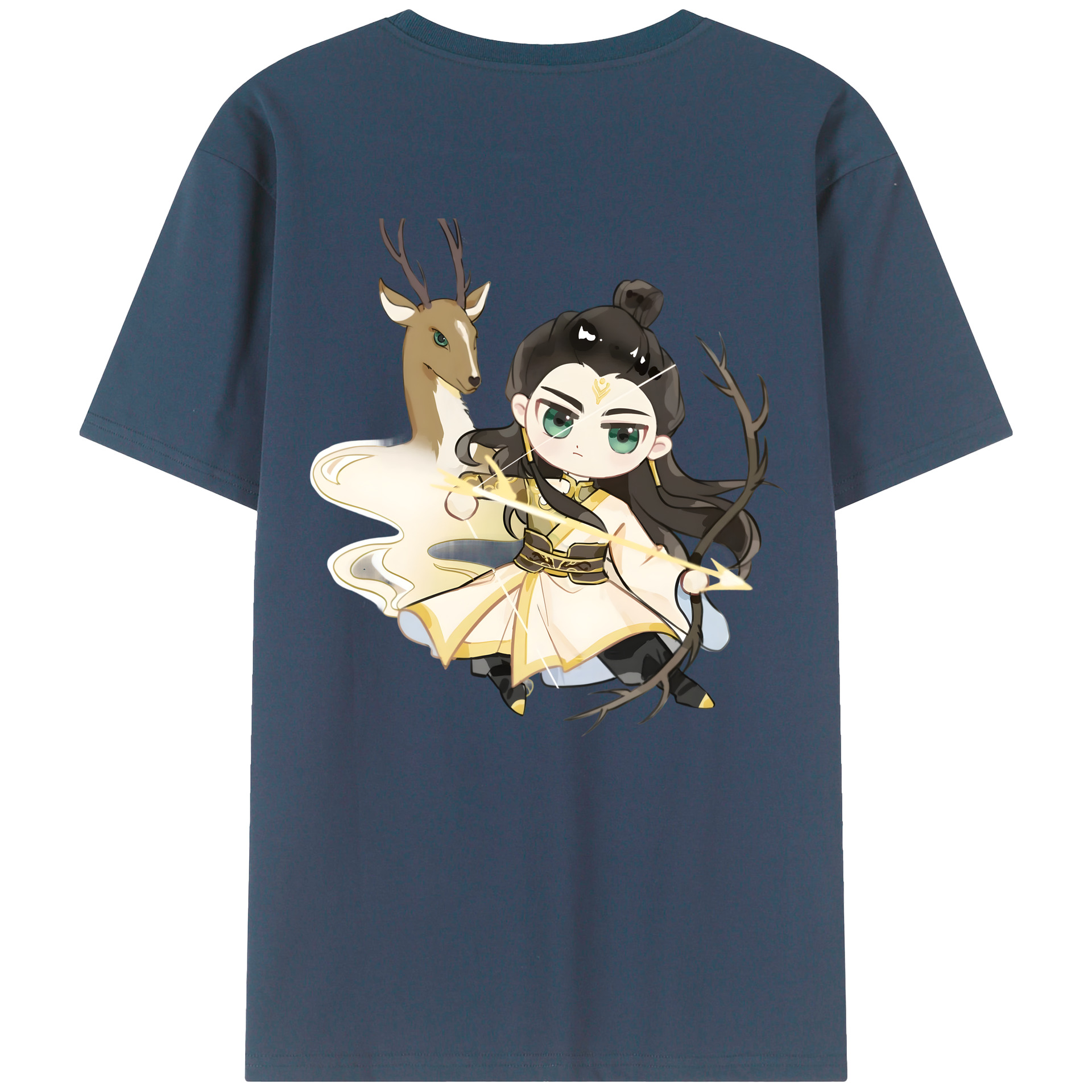 （画像用） Ne Zha 2 ナタ 魔童の大暴れ 綿100％半袖Tシャツ（背面プリント）