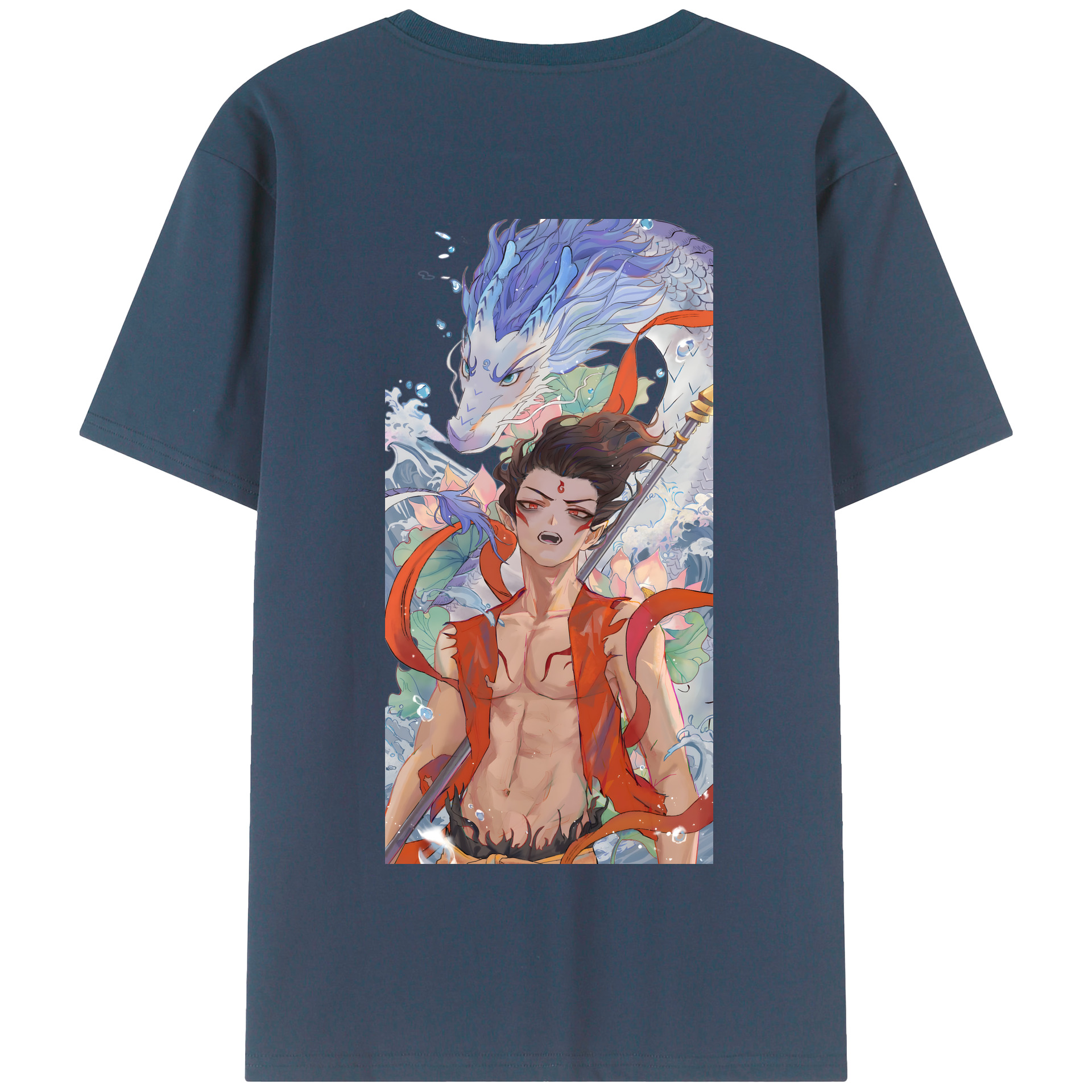 （画像用） Ne Zha 2 ナタ 魔童の大暴れ 綿100％半袖Tシャツ（背面プリント）