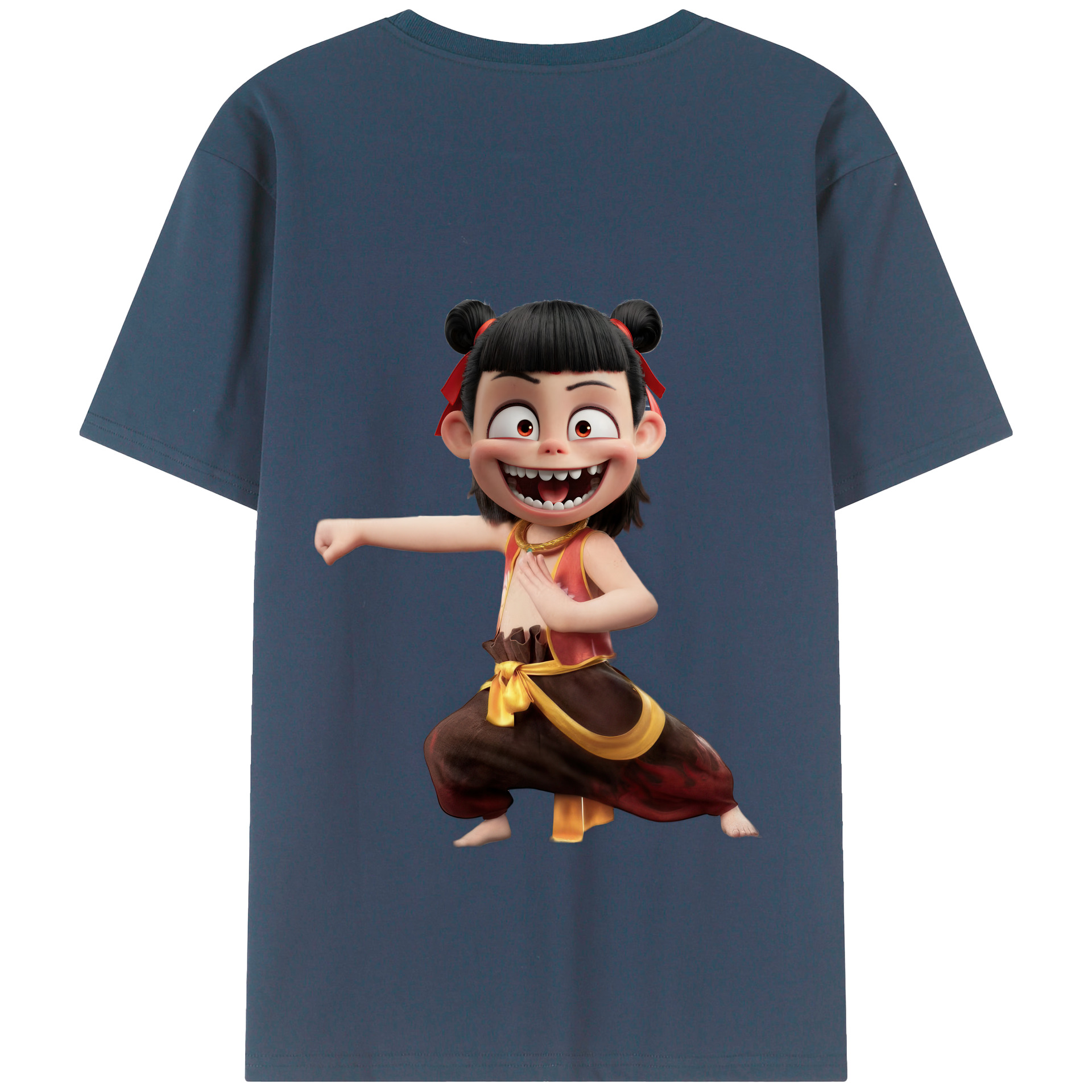 （画像用） Ne Zha 2 ナタ 魔童の大暴れ 綿100％半袖Tシャツ（背面プリント）