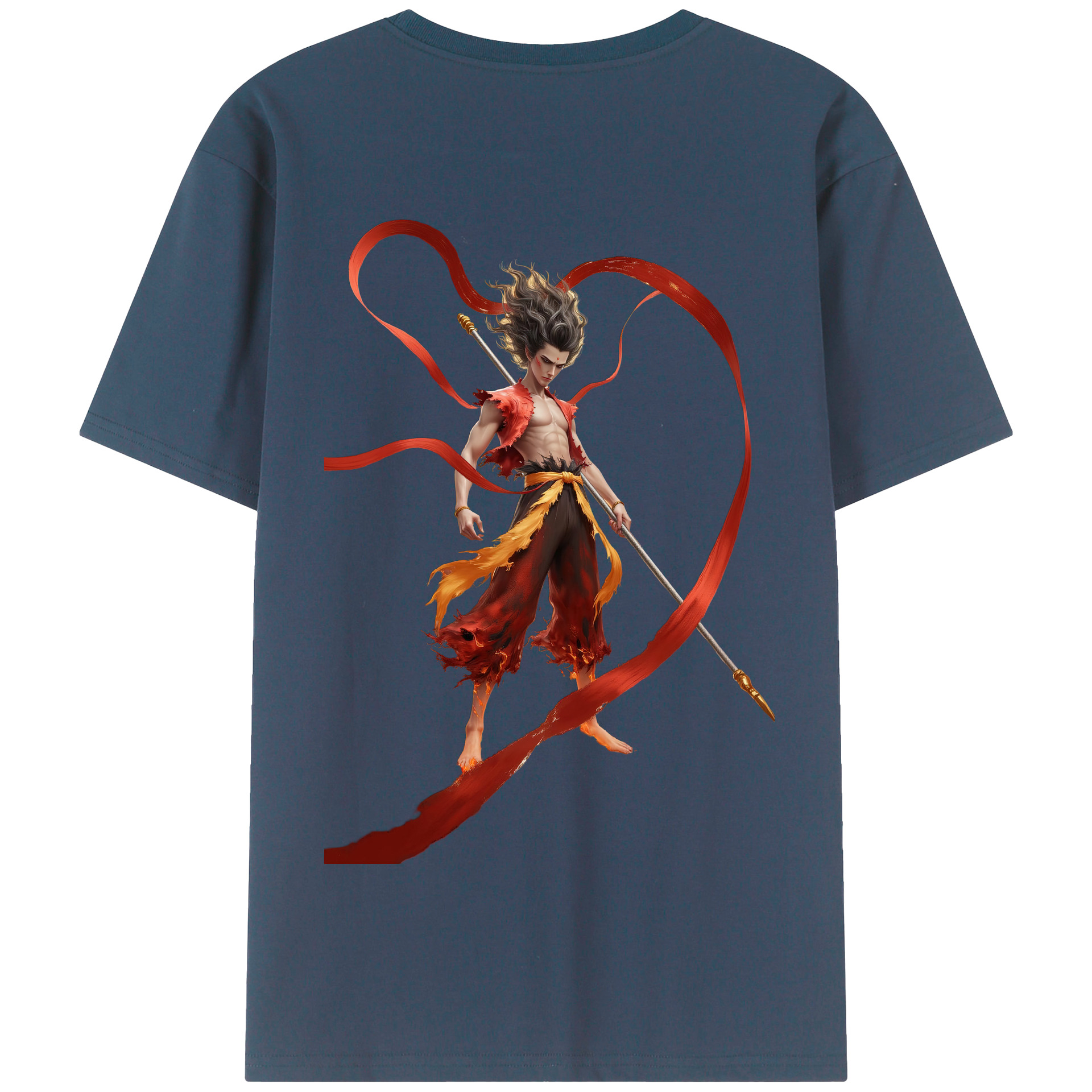 （画像用） Ne Zha 2 ナタ 魔童の大暴れ 綿100％半袖Tシャツ（背面プリント）