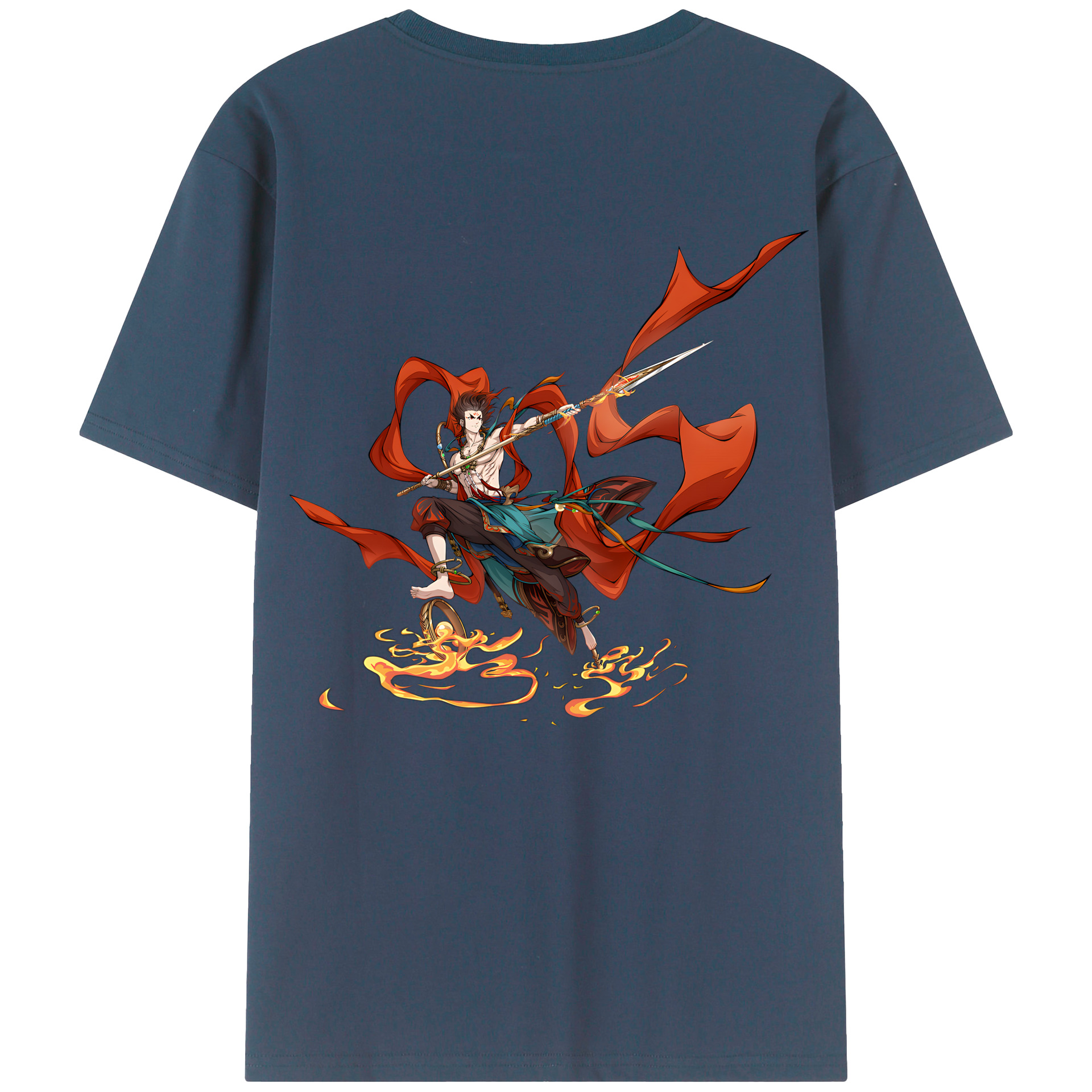 （画像用） Ne Zha 2 ナタ 魔童の大暴れ 綿100％半袖Tシャツ（背面プリント）