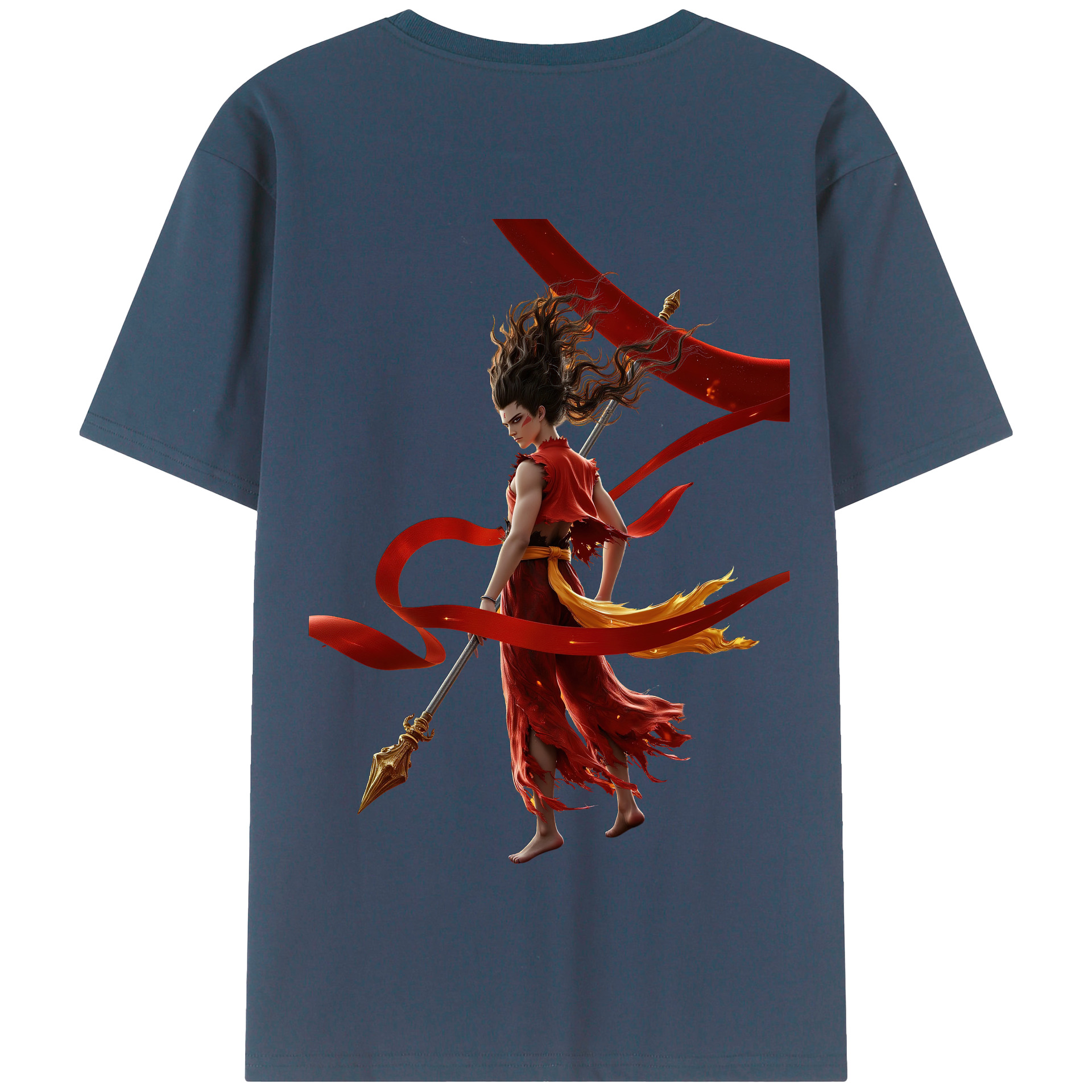 （画像用） Ne Zha 2 ナタ 魔童の大暴れ 綿100％半袖Tシャツ（背面プリント）