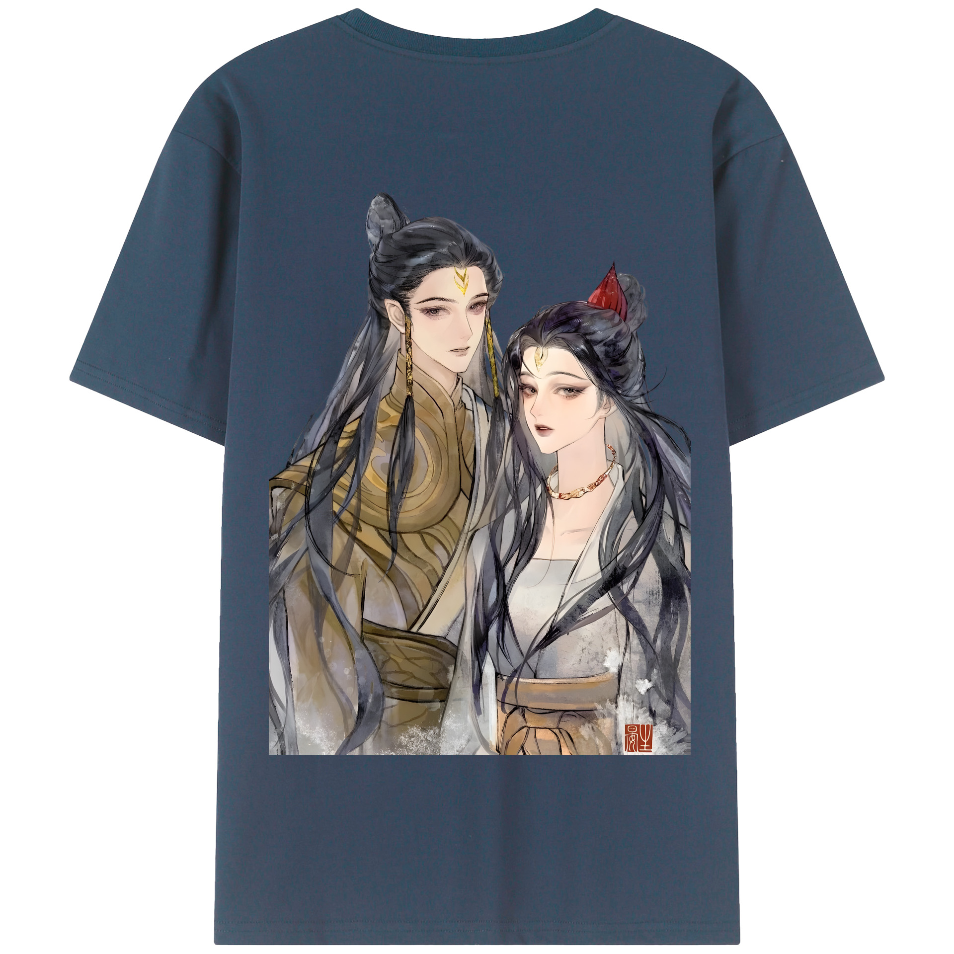 （画像用） Ne Zha 2 ナタ 魔童の大暴れ 綿100％半袖Tシャツ（背面プリント）