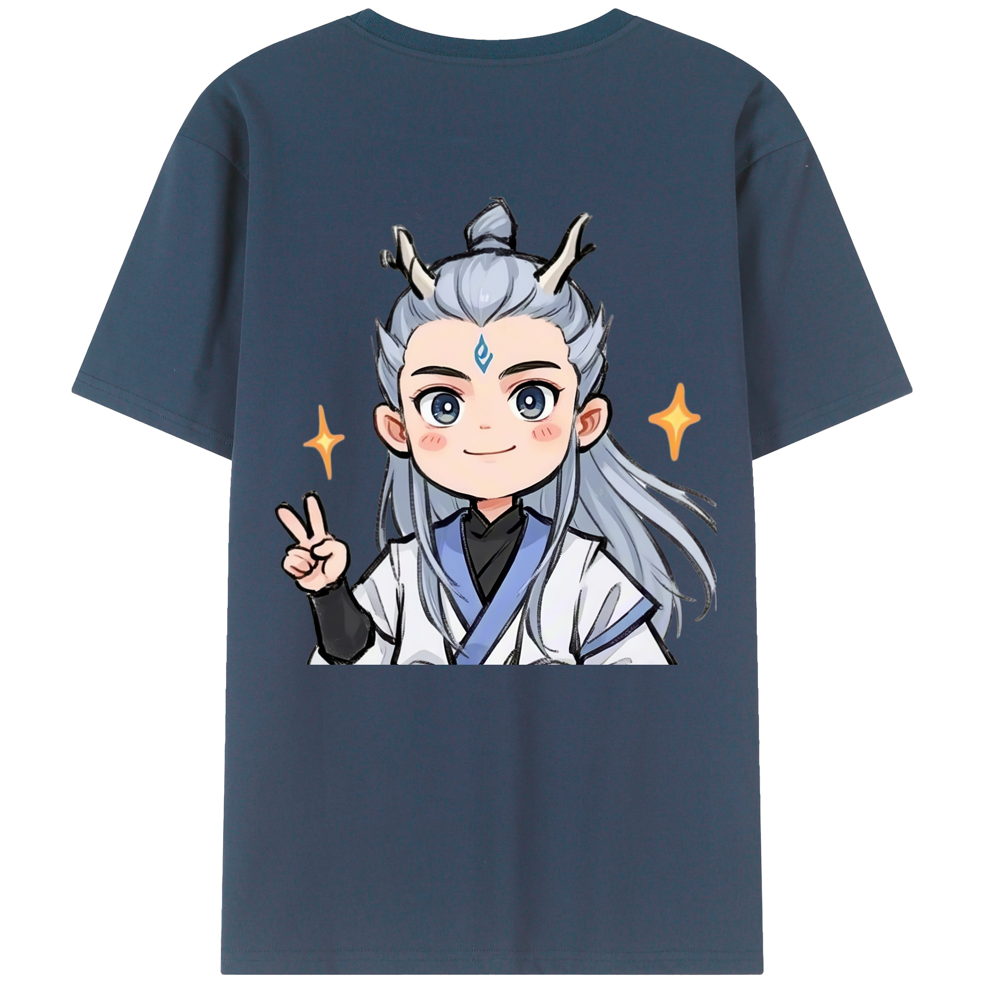 （画像用） Ne Zha 2 ナタ 魔童の大暴れ 綿100％半袖Tシャツ（背面プリント）