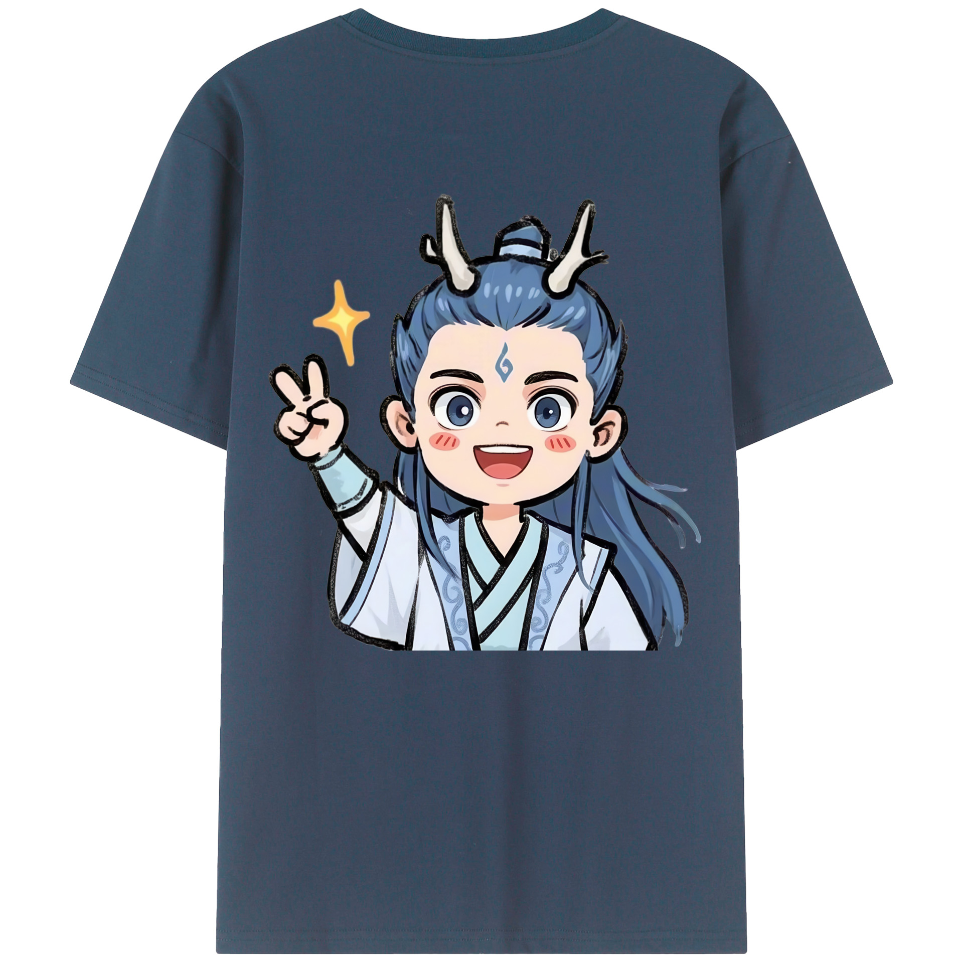 （画像用） Ne Zha 2 ナタ 魔童の大暴れ 綿100％半袖Tシャツ（背面プリント）