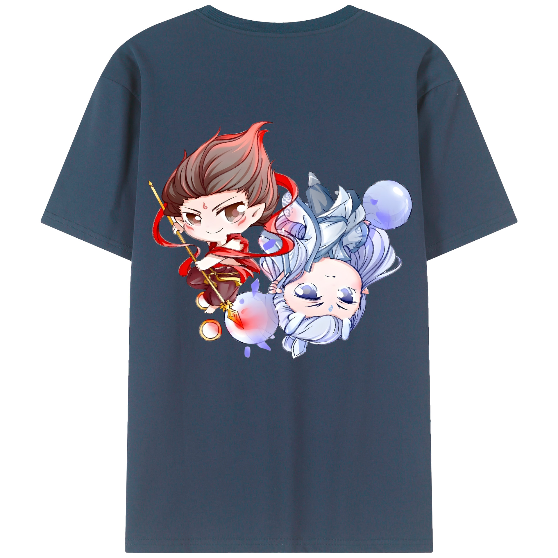 （画像用） Ne Zha 2 ナタ 魔童の大暴れ 綿100％半袖Tシャツ（背面プリント）