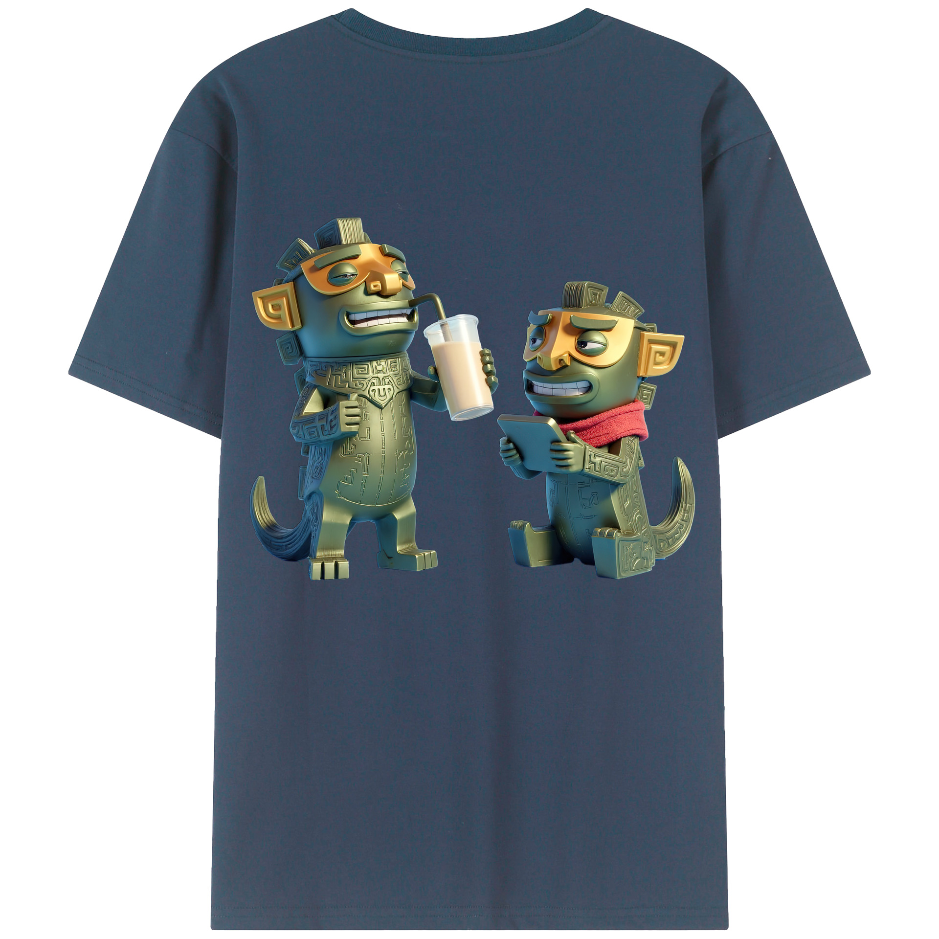 （画像用） Ne Zha 2 ナタ 魔童の大暴れ 綿100％半袖Tシャツ（背面プリント）