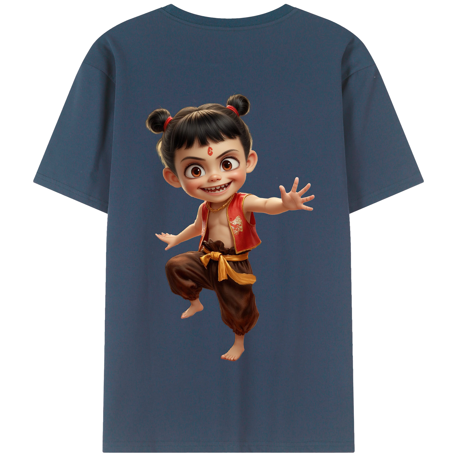 （画像用） Ne Zha 2 ナタ 魔童の大暴れ 綿100％半袖Tシャツ（背面プリント）
