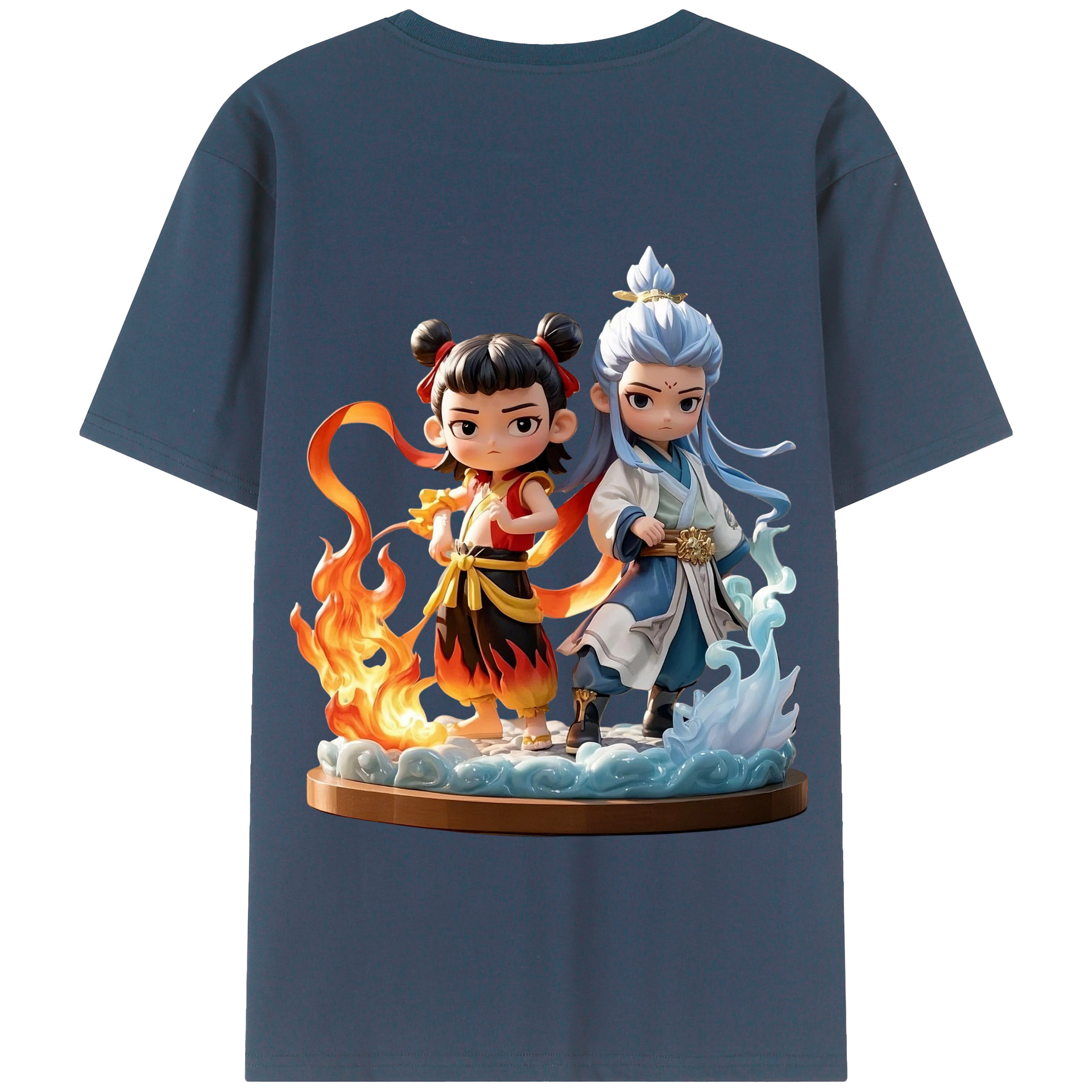 （画像用） Ne Zha 2 ナタ 魔童の大暴れ 綿100％半袖Tシャツ（背面プリント）