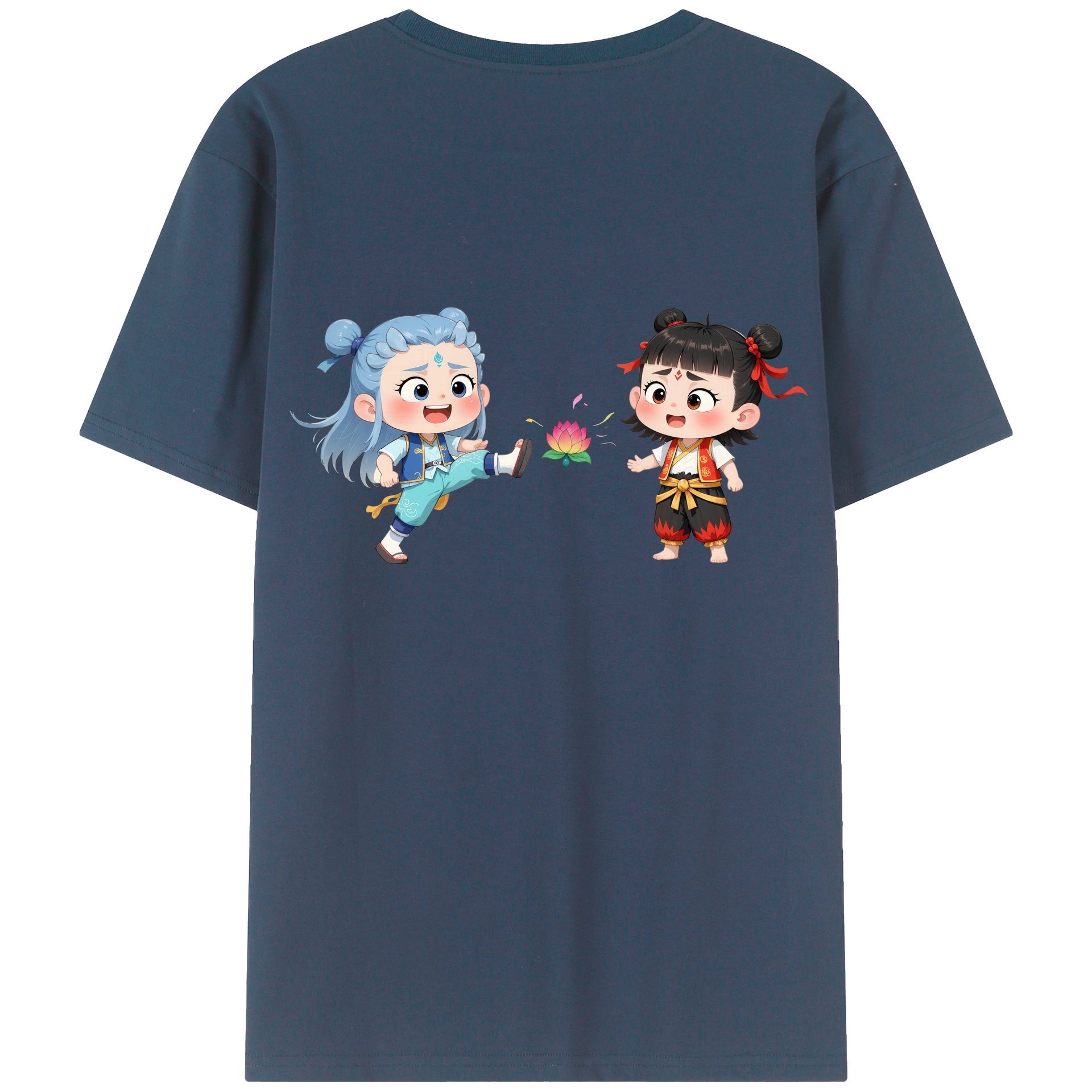 （画像用） Ne Zha 2 ナタ 魔童の大暴れ 綿100％半袖Tシャツ（背面プリント）