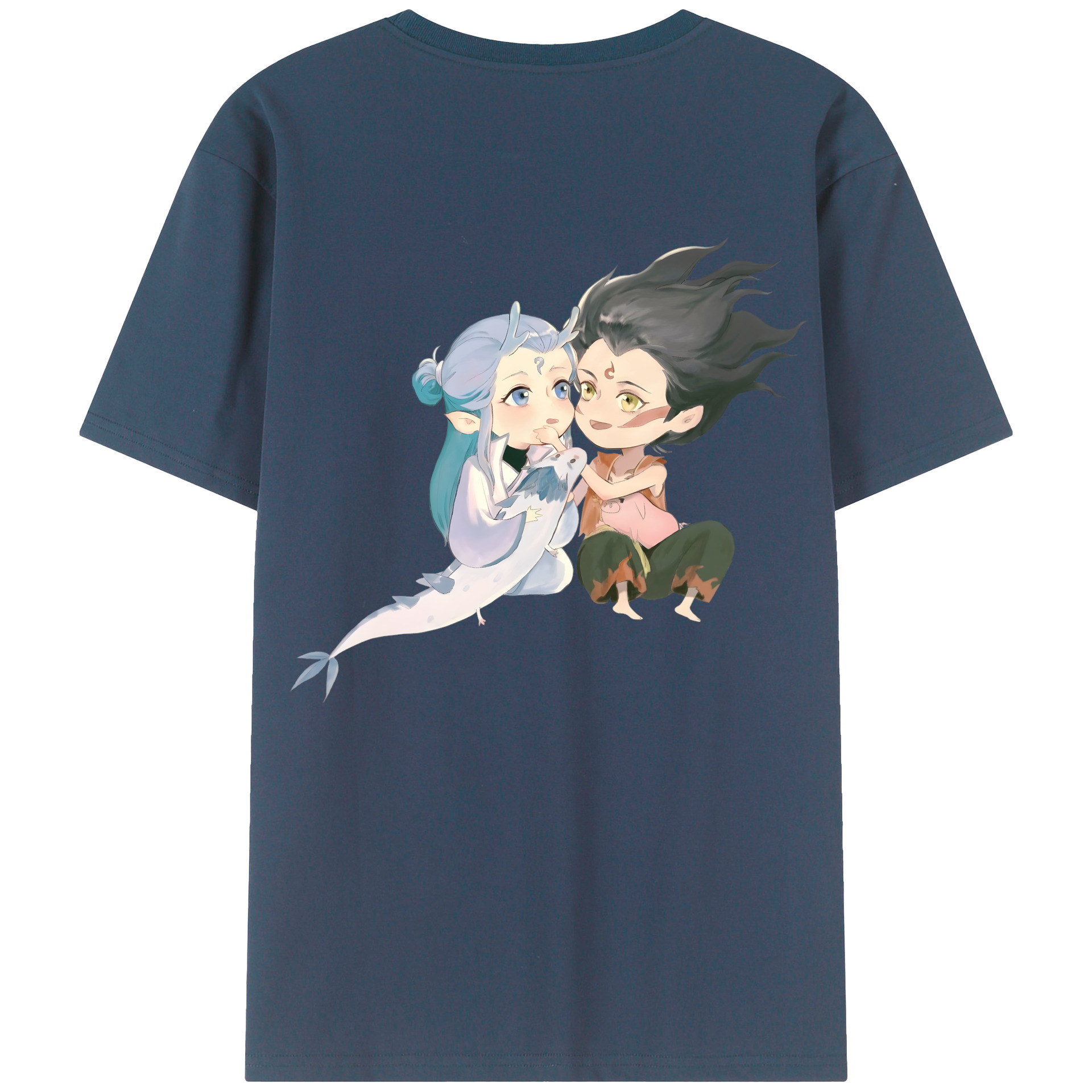 （画像用） Ne Zha 2 ナタ 魔童の大暴れ 綿100％半袖Tシャツ（背面プリント）