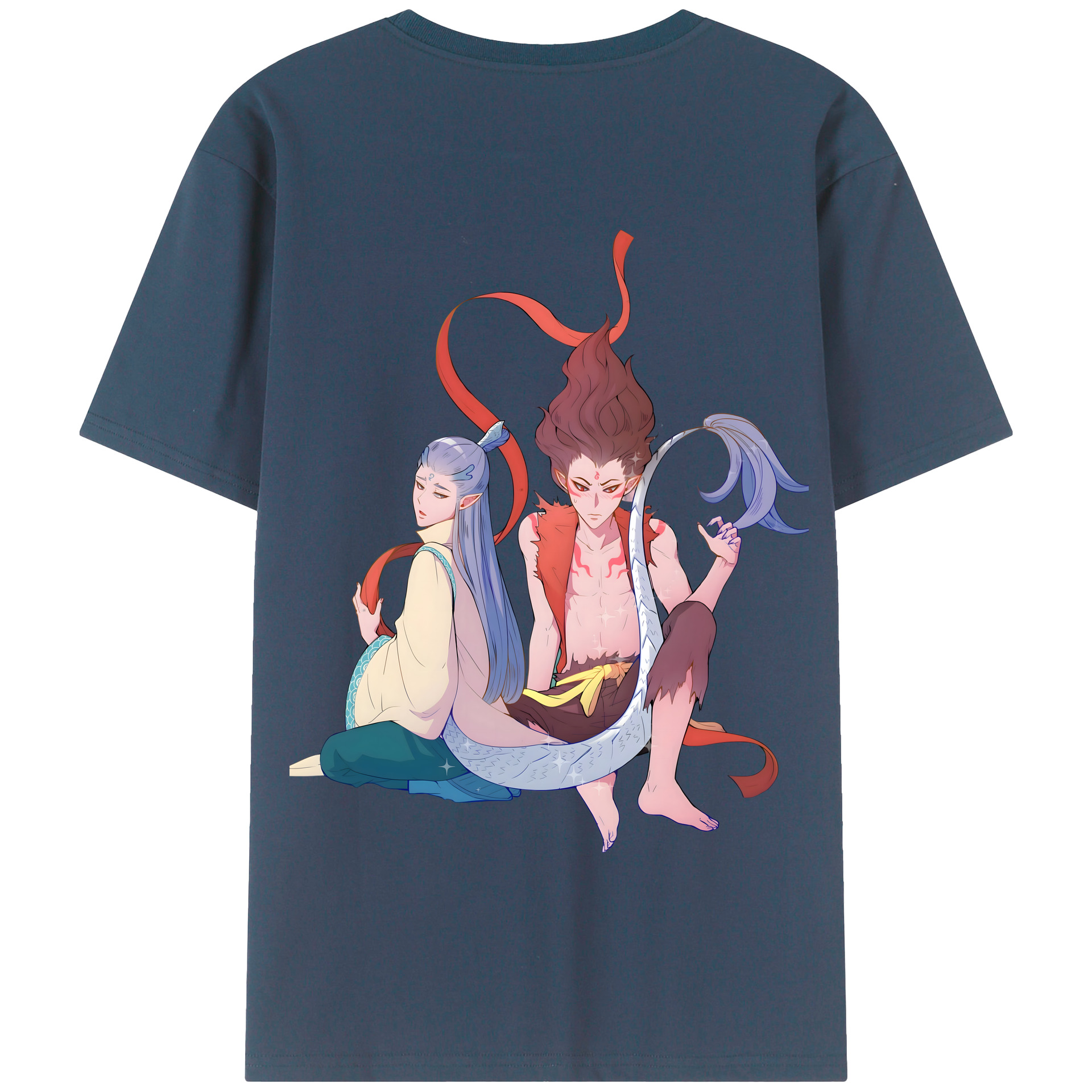 （画像用） Ne Zha 2 ナタ 魔童の大暴れ 綿100％半袖Tシャツ（背面プリント）