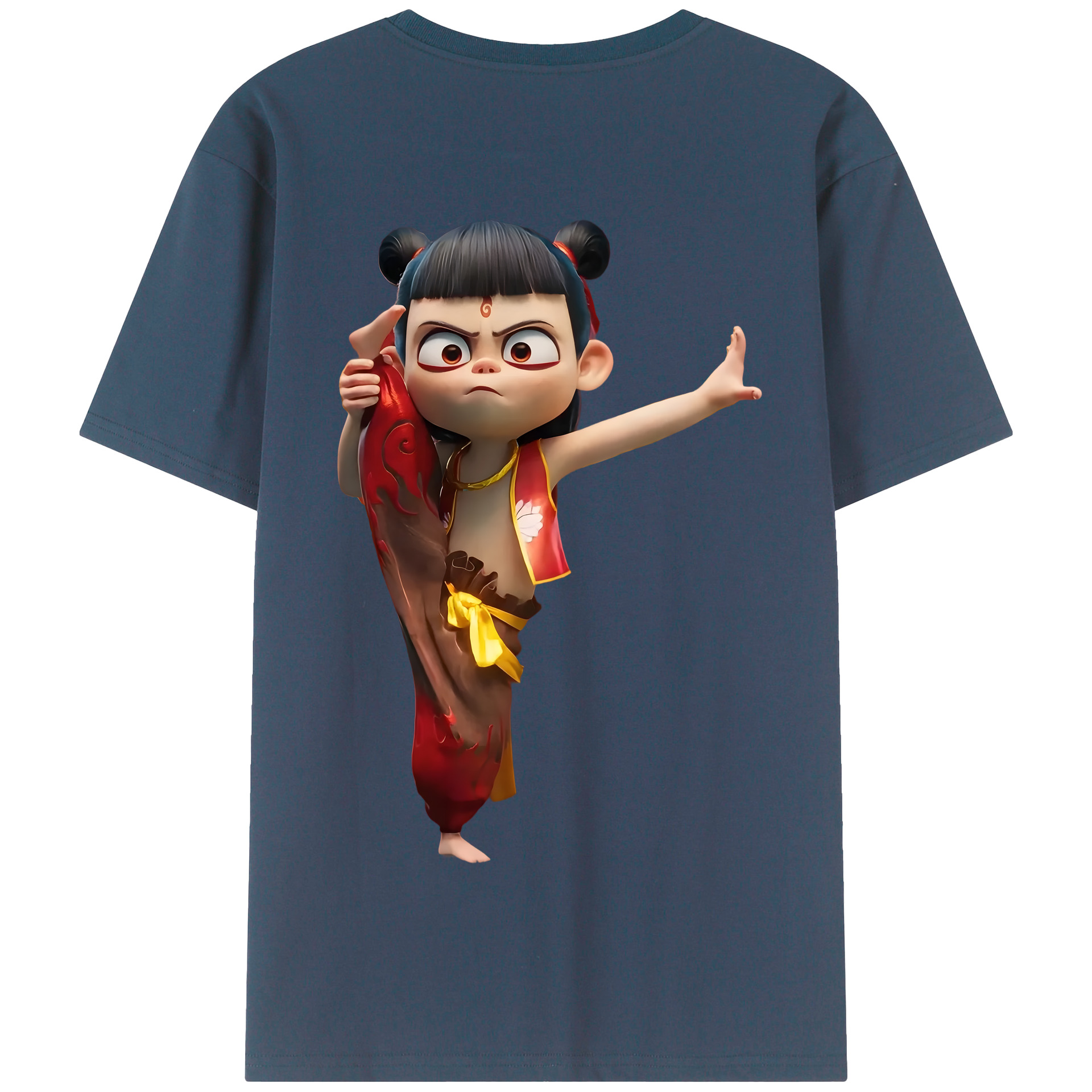 （画像用） Ne Zha 2 ナタ 魔童の大暴れ 綿100％半袖Tシャツ（背面プリント）