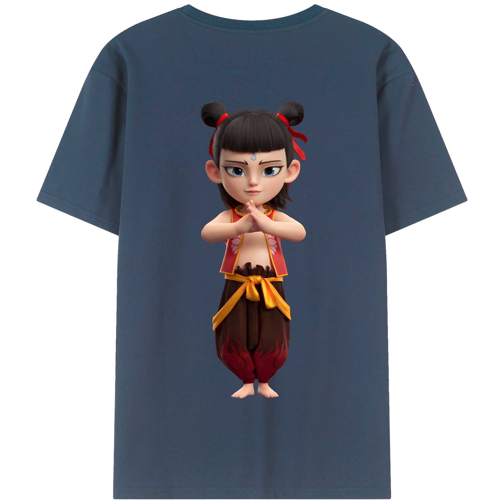 （画像用） Ne Zha 2 ナタ 魔童の大暴れ 綿100％半袖Tシャツ（背面プリント）