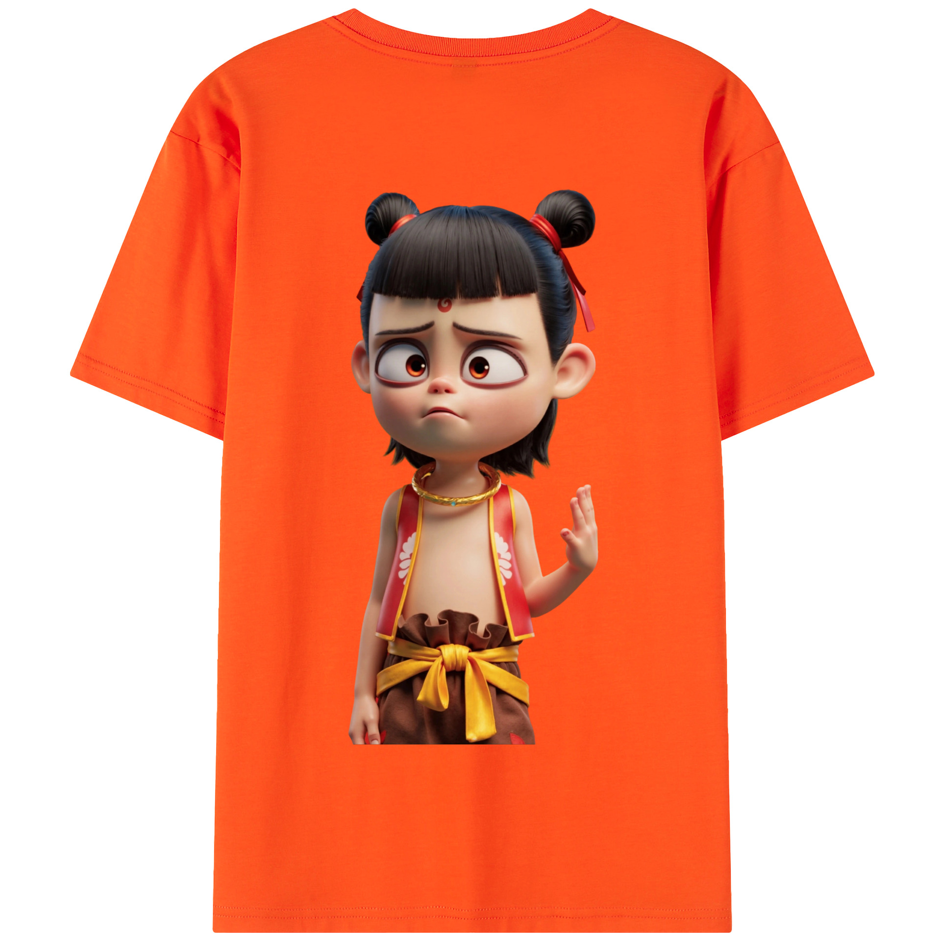 （画像用） Ne Zha 2 ナタ 魔童の大暴れ 綿100％半袖Tシャツ（背面プリント）