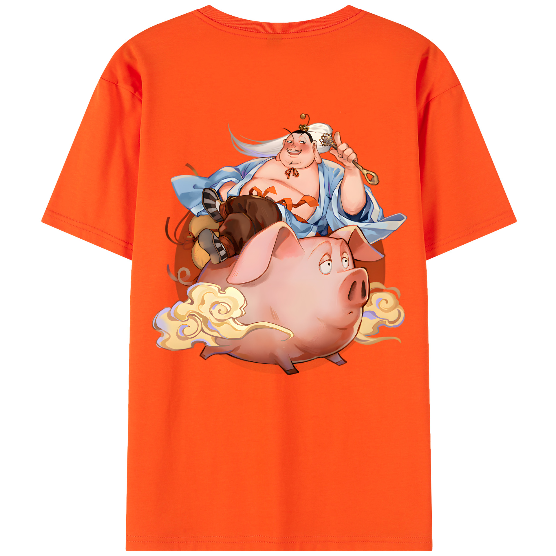 （画像用） Ne Zha 2 ナタ 魔童の大暴れ 綿100％半袖Tシャツ（背面プリント）