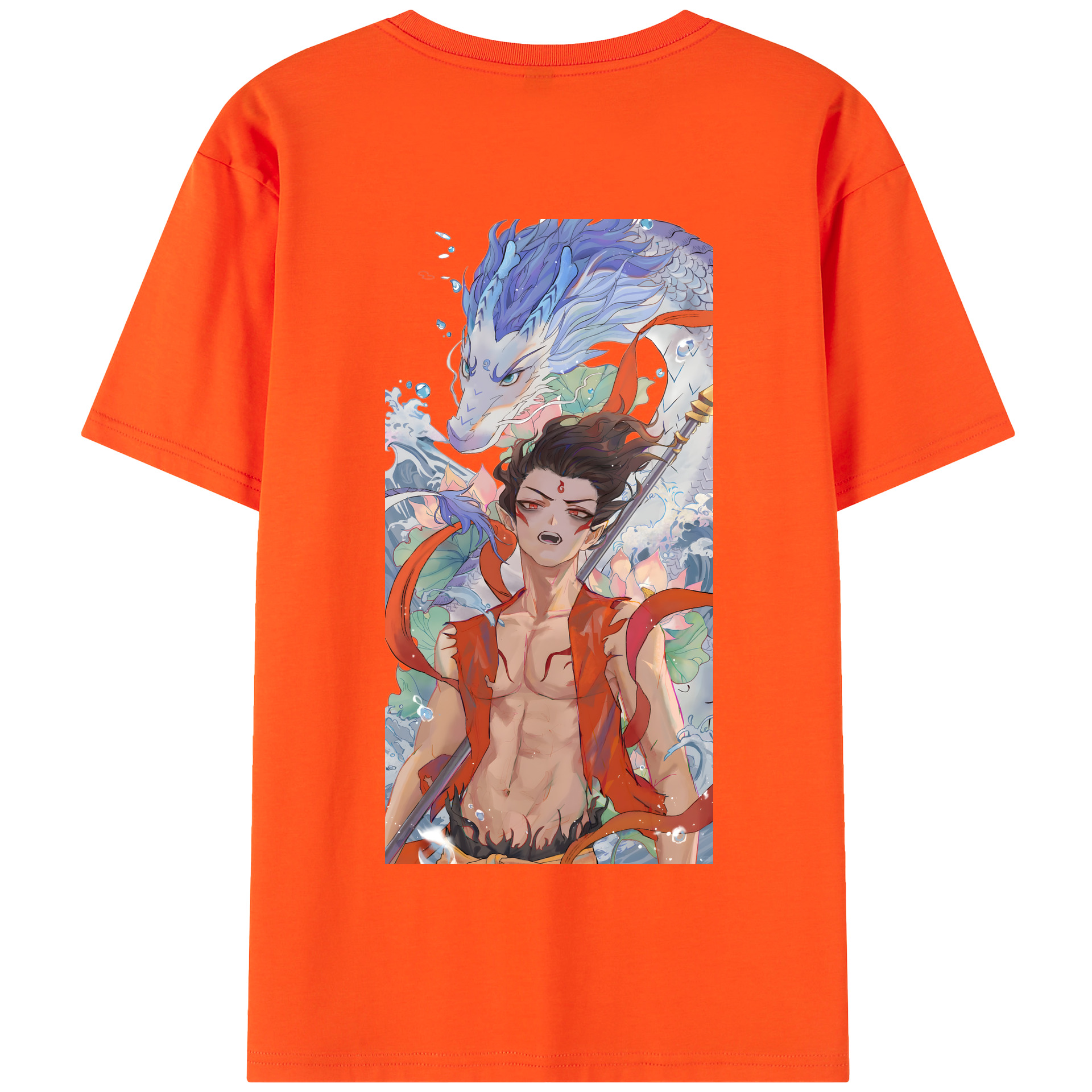 （画像用） Ne Zha 2 ナタ 魔童の大暴れ 綿100％半袖Tシャツ（背面プリント）
