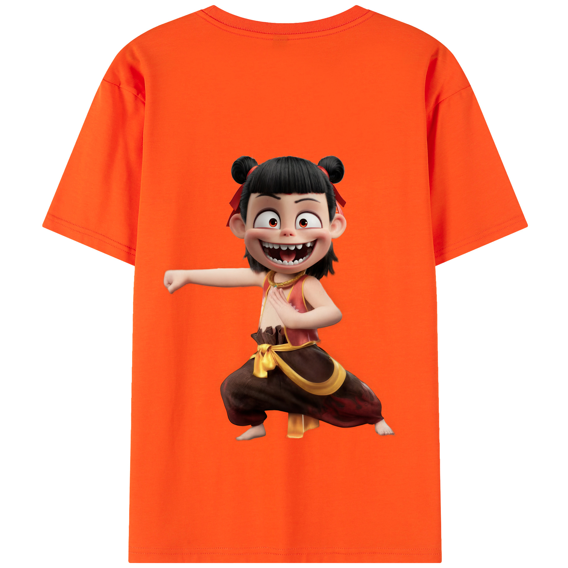 （画像用） Ne Zha 2 ナタ 魔童の大暴れ 綿100％半袖Tシャツ（背面プリント）