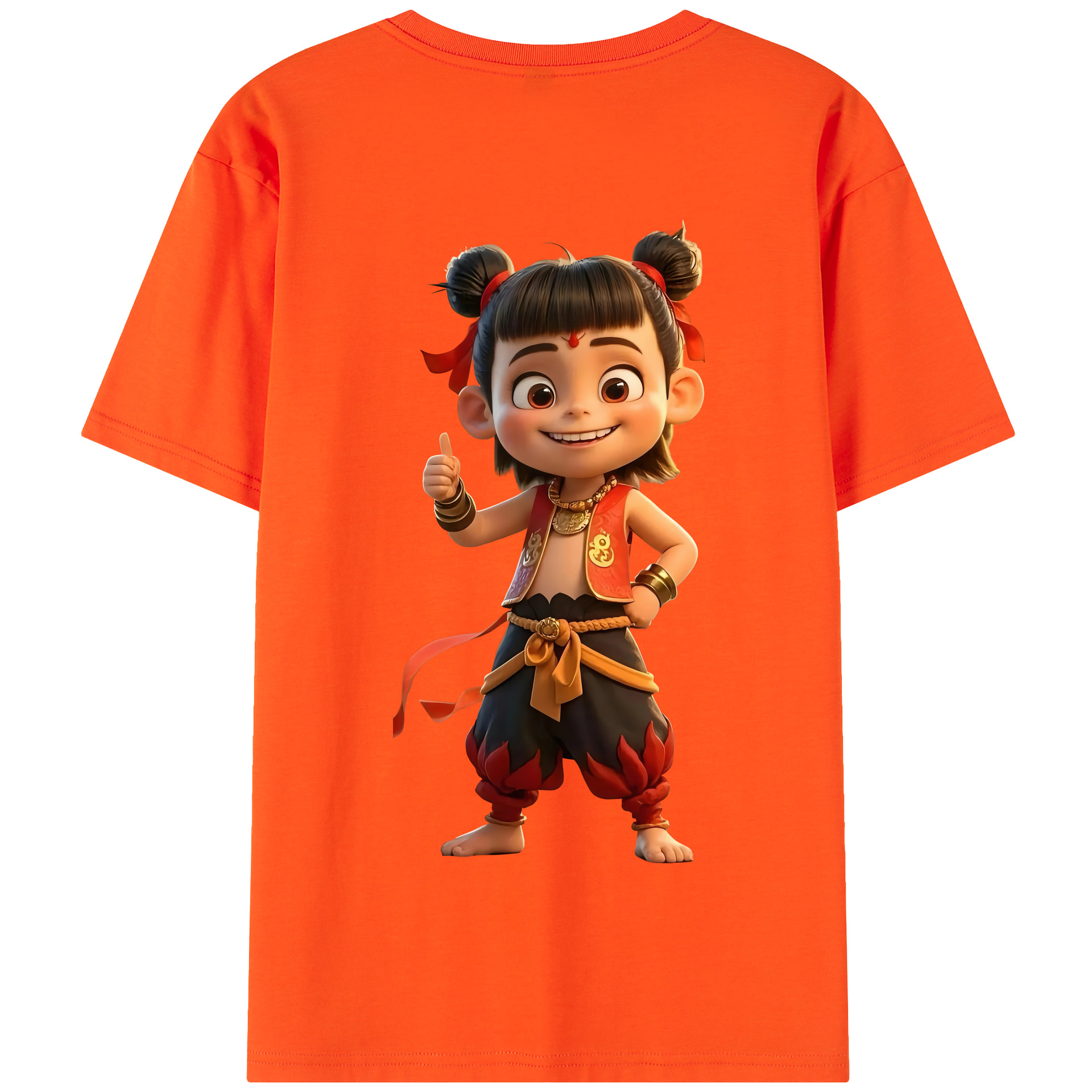 （画像用） Ne Zha 2 ナタ 魔童の大暴れ 綿100％半袖Tシャツ（背面プリント）