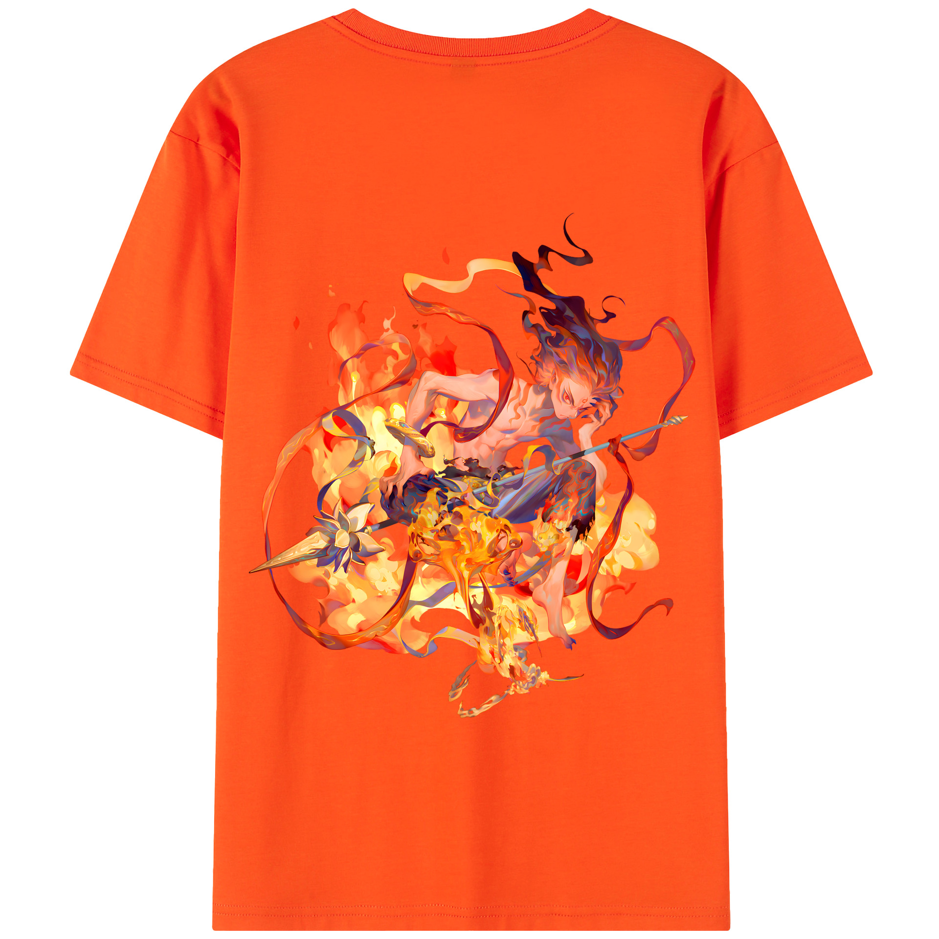 （画像用） Ne Zha 2 ナタ 魔童の大暴れ 綿100％半袖Tシャツ（背面プリント）