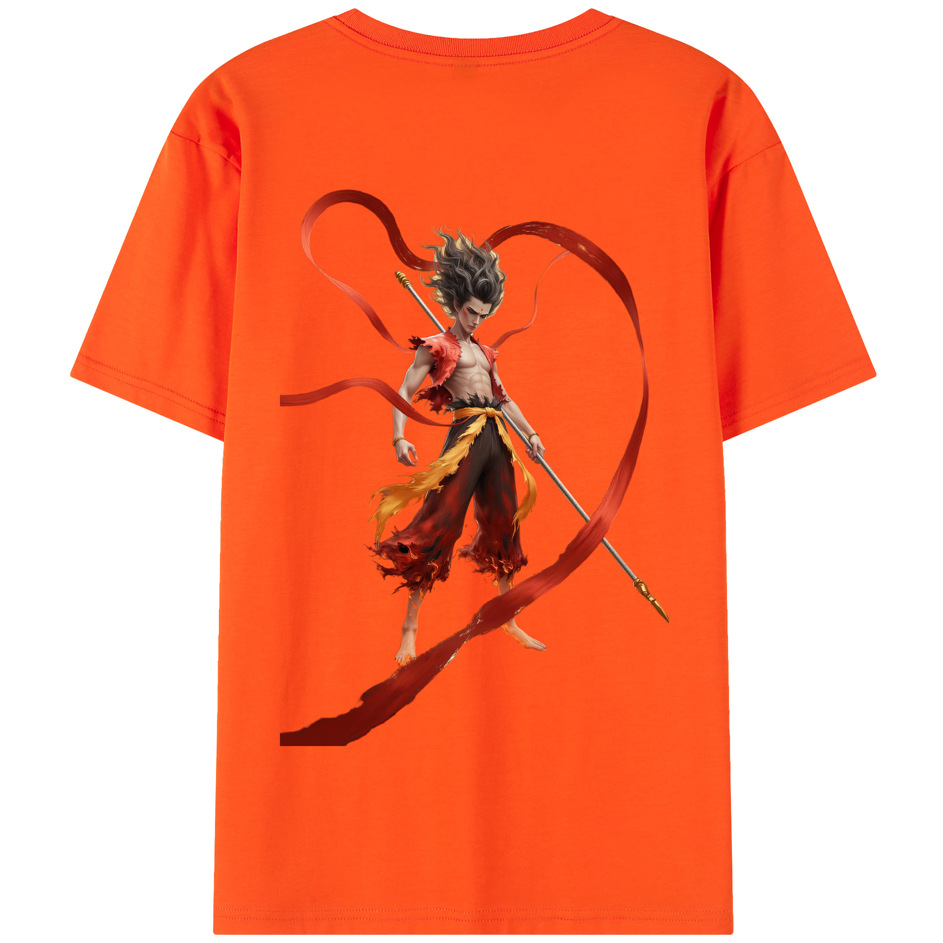 （画像用） Ne Zha 2 ナタ 魔童の大暴れ 綿100％半袖Tシャツ（背面プリント）