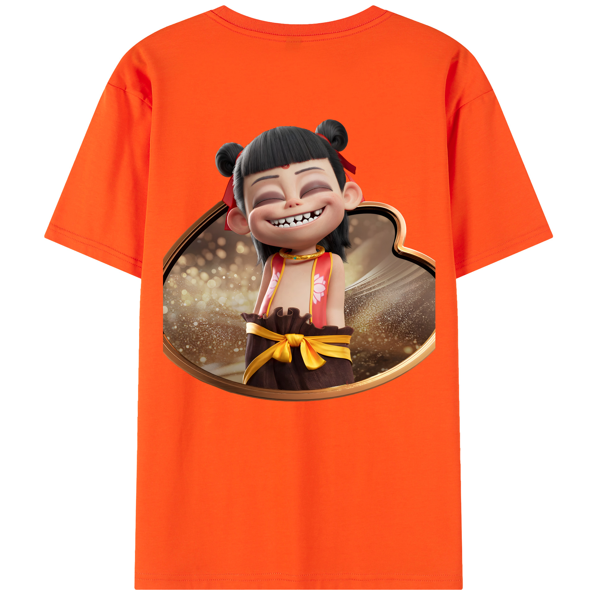 （画像用） Ne Zha 2 ナタ 魔童の大暴れ 綿100％半袖Tシャツ（背面プリント）